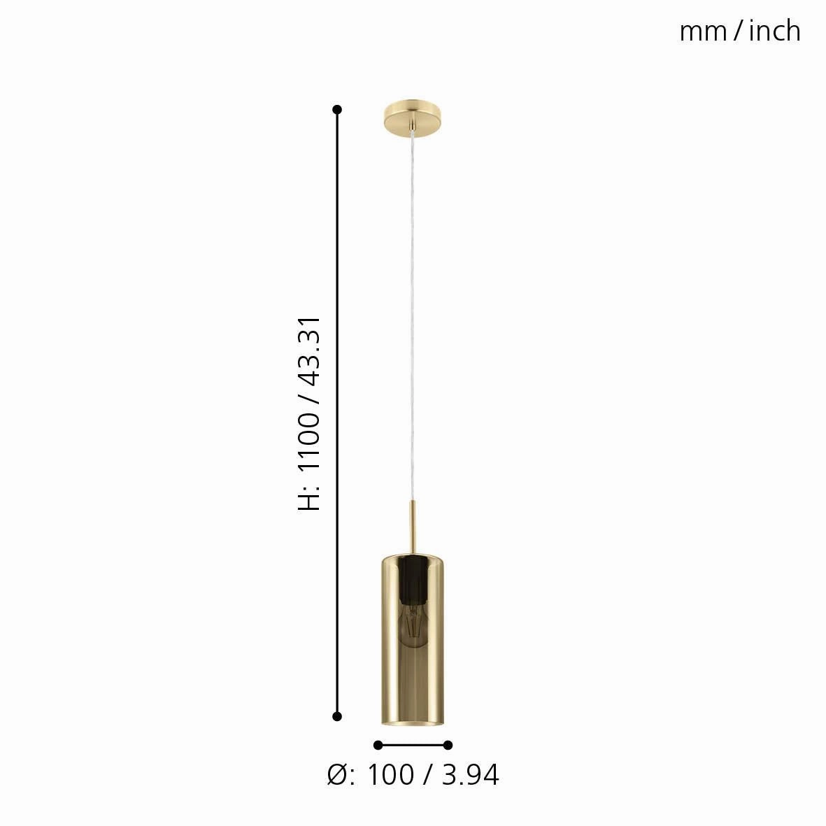 Eglo Selvino Cylindrical Copper Coated Glass Ceiling Pendant