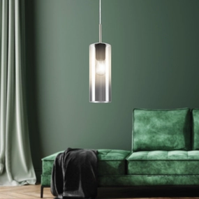 Eglo Selvino Cylindrical Smoked Black Glass Ceiling Pendant flush mount ceiling fixture