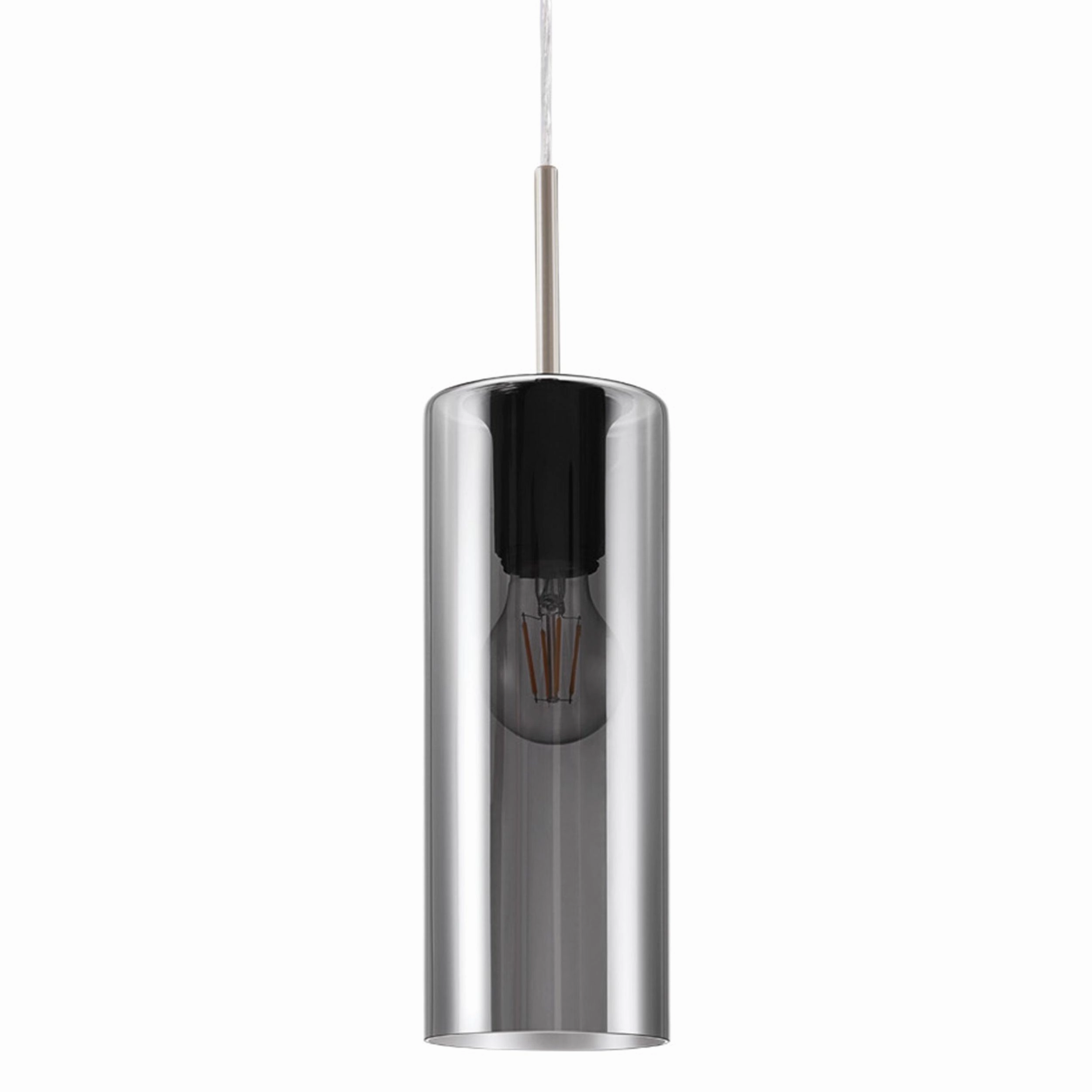 Eglo Selvino Cylindrical Smoked Black Glass Ceiling Pendant