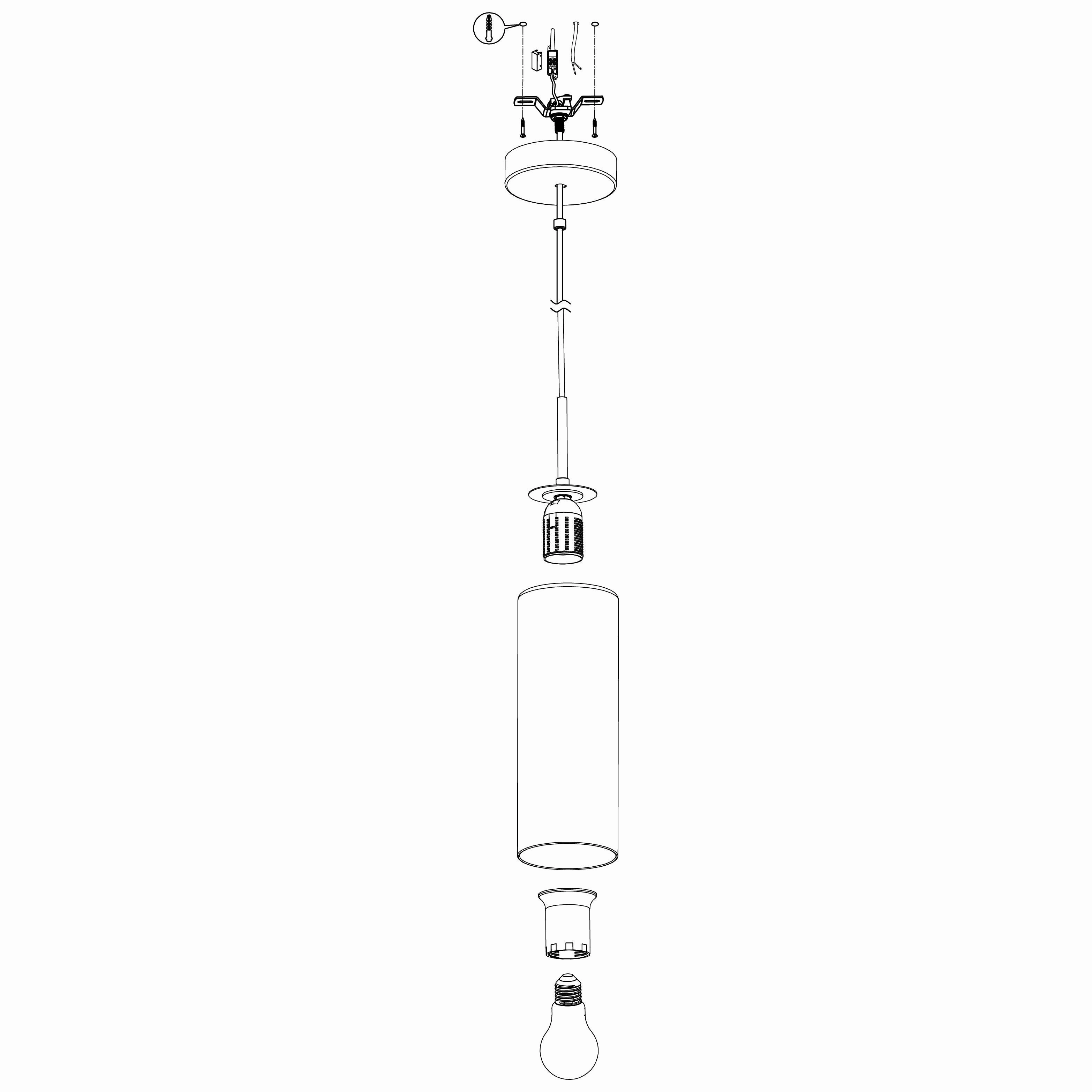 Eglo Selvino Cylindrical Smoked Black Glass Ceiling Pendant