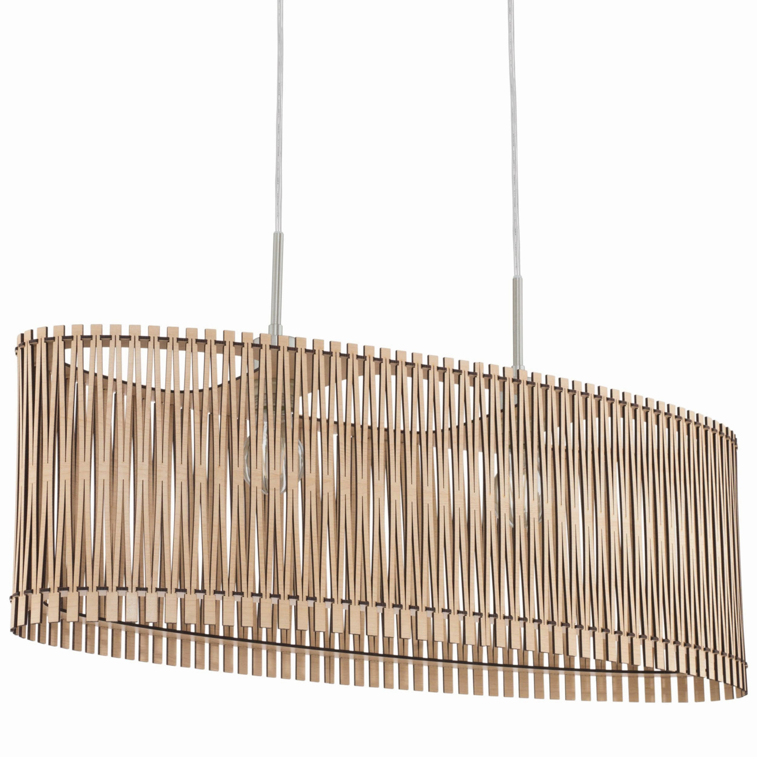 Eglo Sendero Oval 2 Light Wooden Slat Lampshade Ceiling Pendant