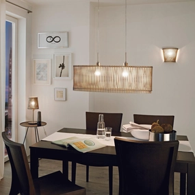 Eglo Sendero Oval 2 Light Wooden Slat Lampshade Ceiling Pendant flush mount ceiling fixture