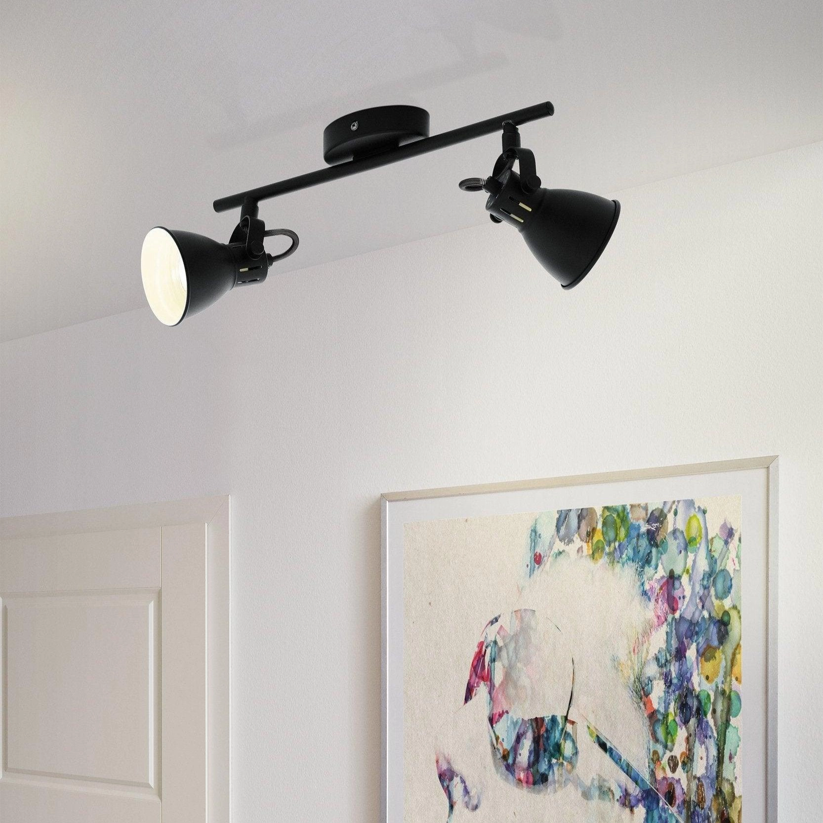 Eglo Seras 2 Black 2 Light Bar Spotlight tall arc lamp for living room