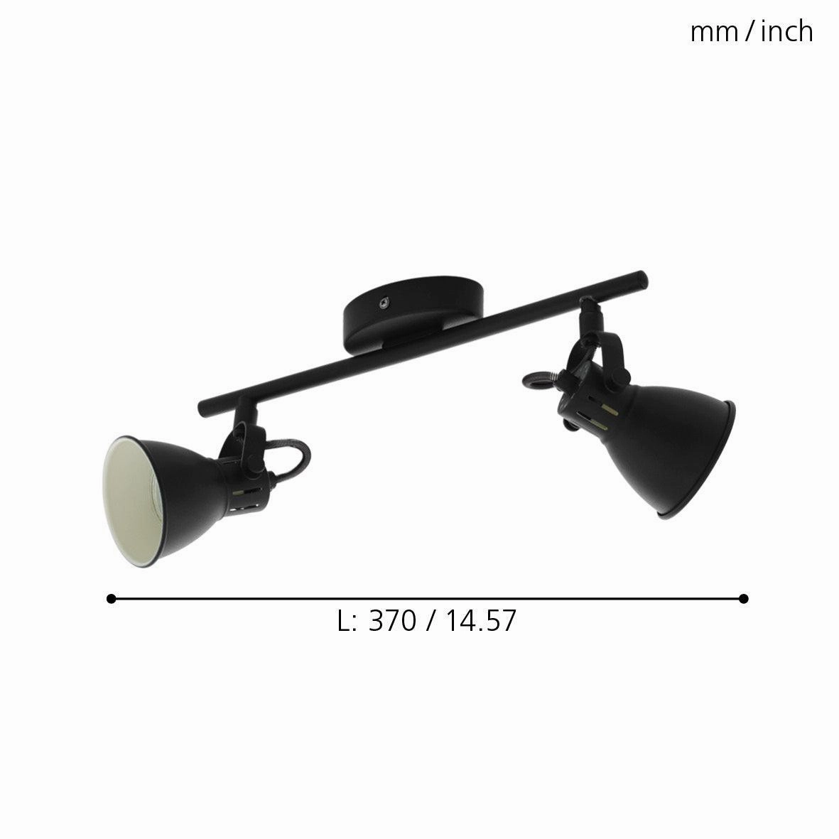 Eglo Seras 2 Black 2 Light Bar Spotlight