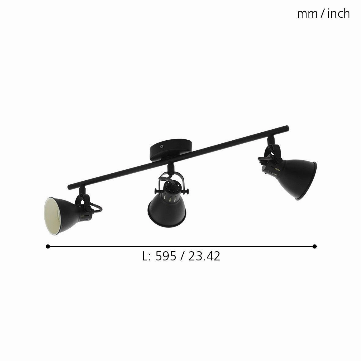 Eglo Seras 2 Black 3 Light Bar Spotlight