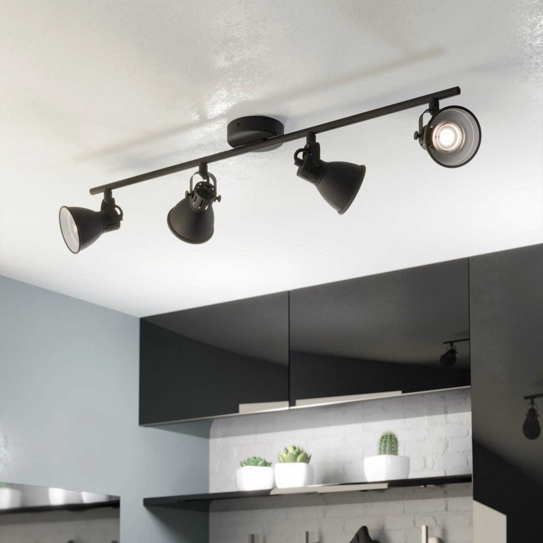 Eglo Seras 2 Black 4 Light Bar Spotlight tall arc lamp for living room