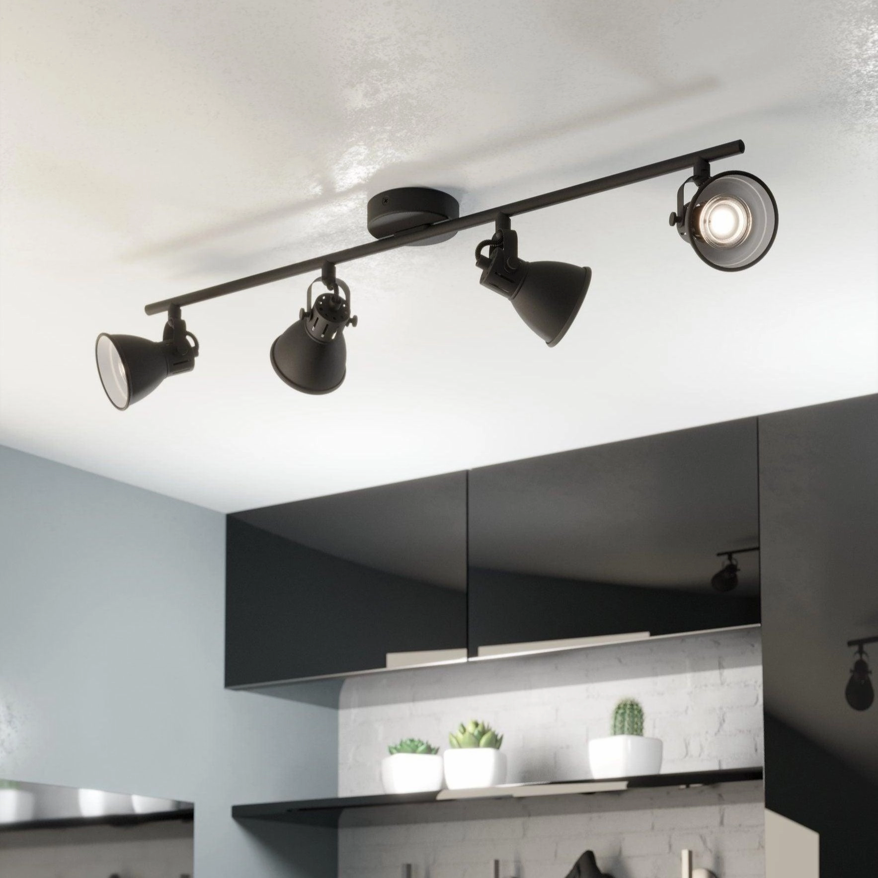 Eglo Seras 2 Black 4 Light Bar Spotlight tall arc lamp for living room