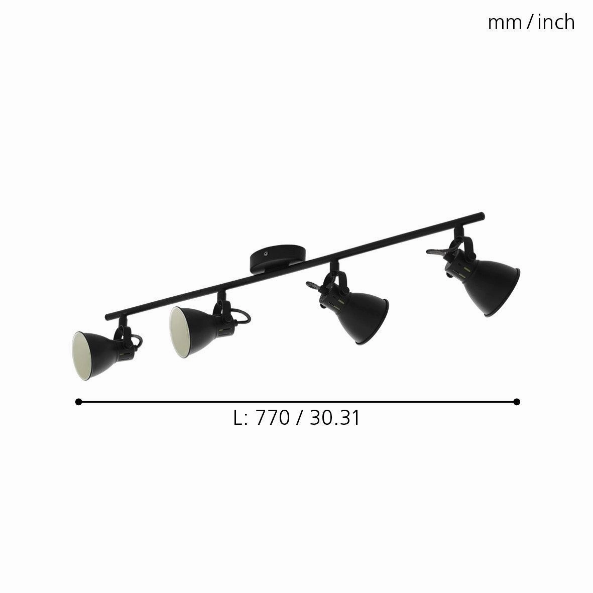 Eglo Seras 2 Black 4 Light Bar Spotlight