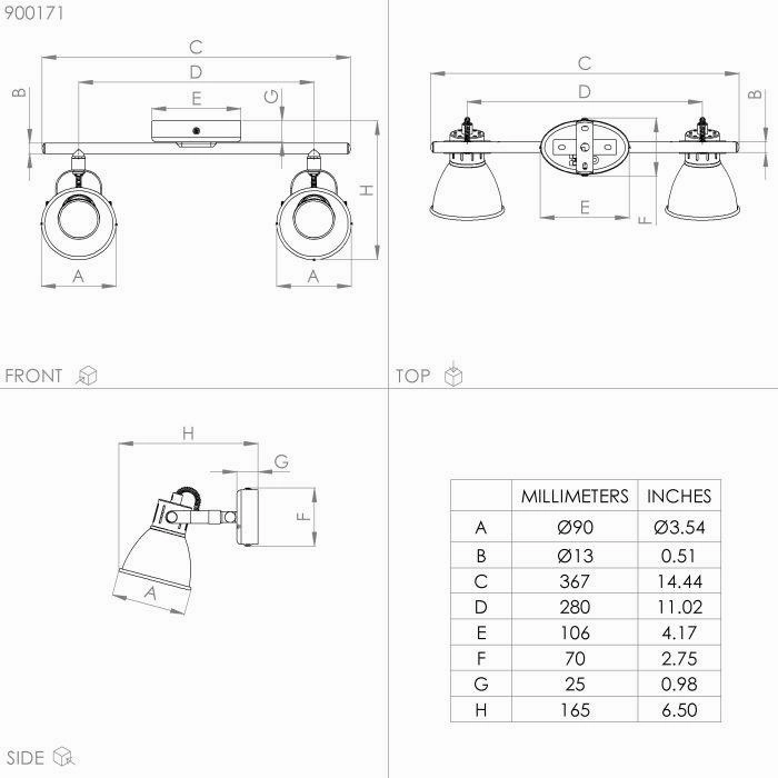 Eglo Seras Brass 2 Light Bar Spotlight