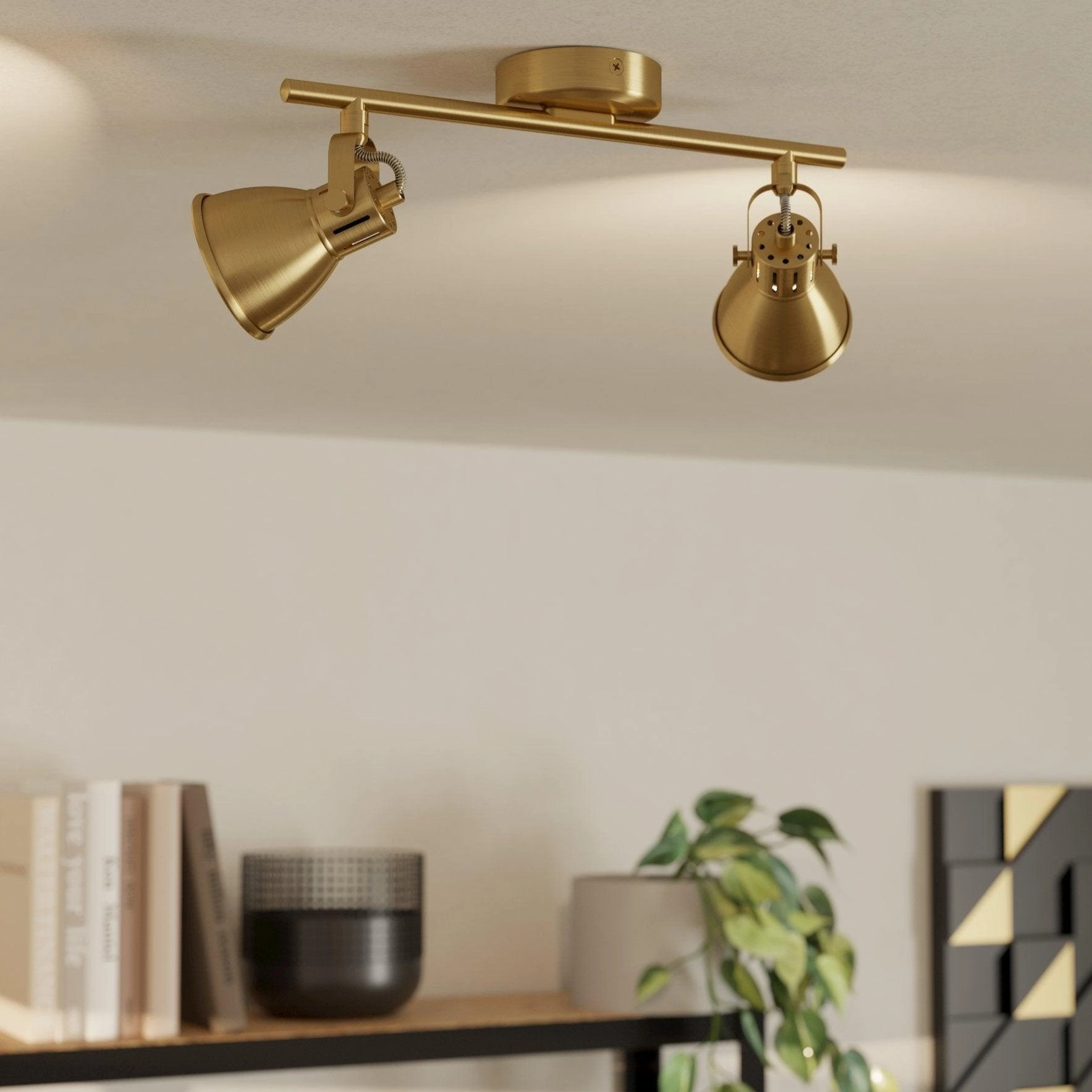 Eglo Seras Brass 2 Light Bar Spotlight tall arc lamp for living room