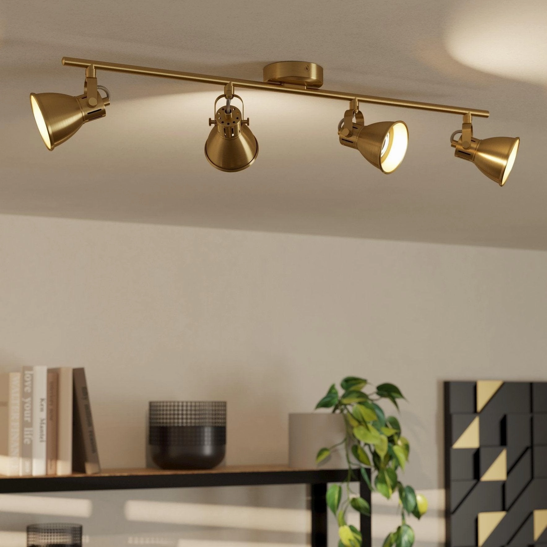 Eglo Seras Brass 4 Light Bar Spotlight tall arc lamp for living room