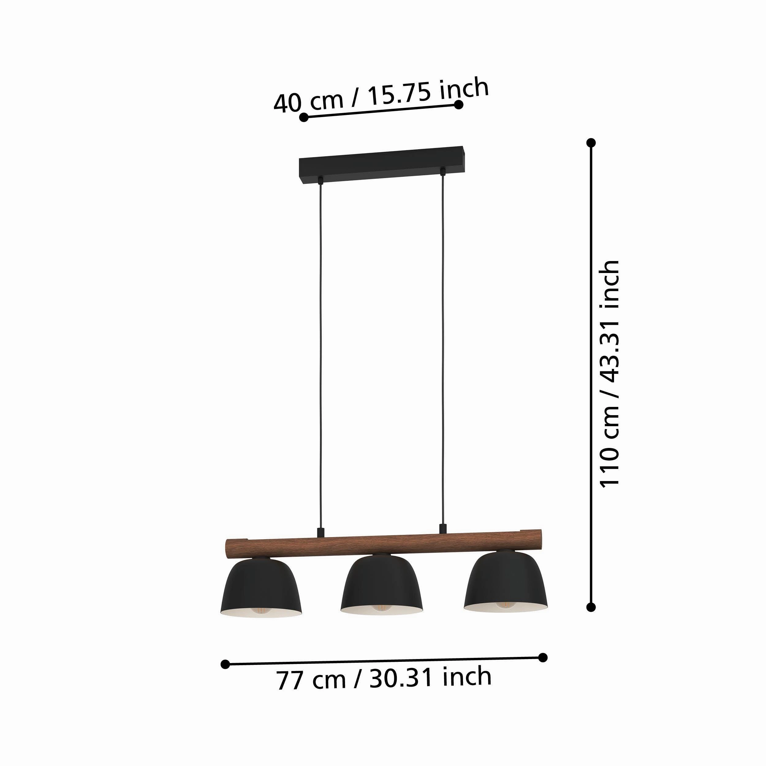 Eglo Sherburn 3 Light Black & Wooden Ceiling Pendant