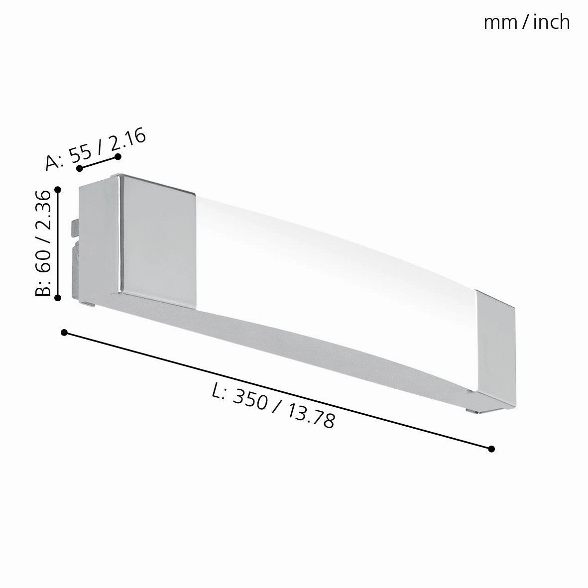 Eglo Siderno IP44 Chrome LED Bathroom Wall / Mirror Light - 35cm