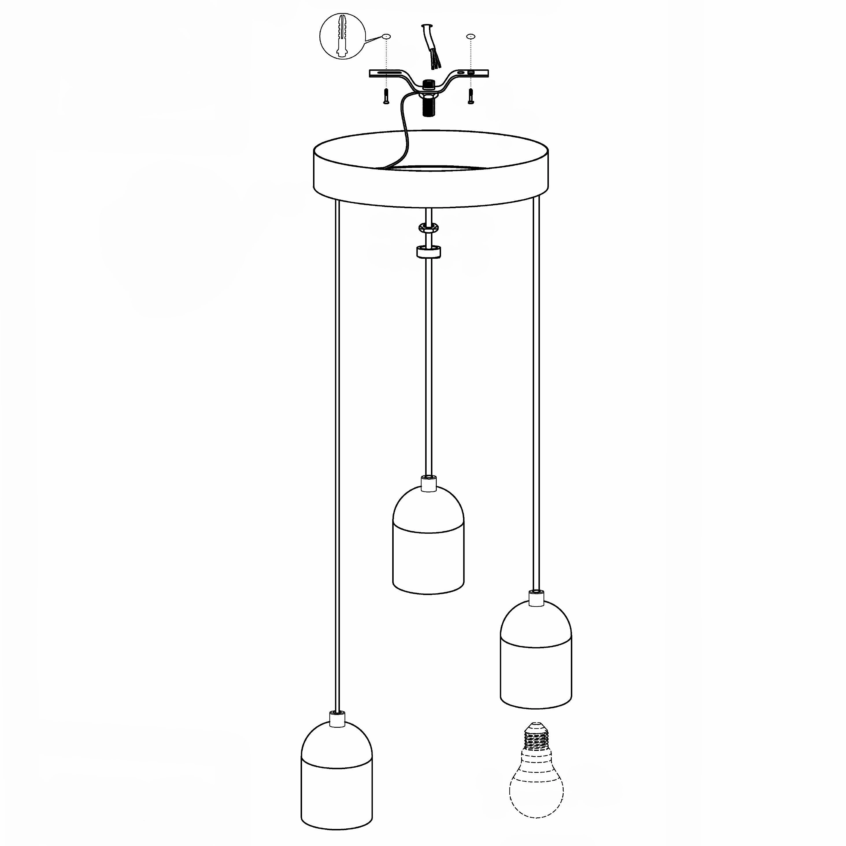Eglo Silvares 3 Light Concrete Holder & Clear Cable Ceiling Pendant
