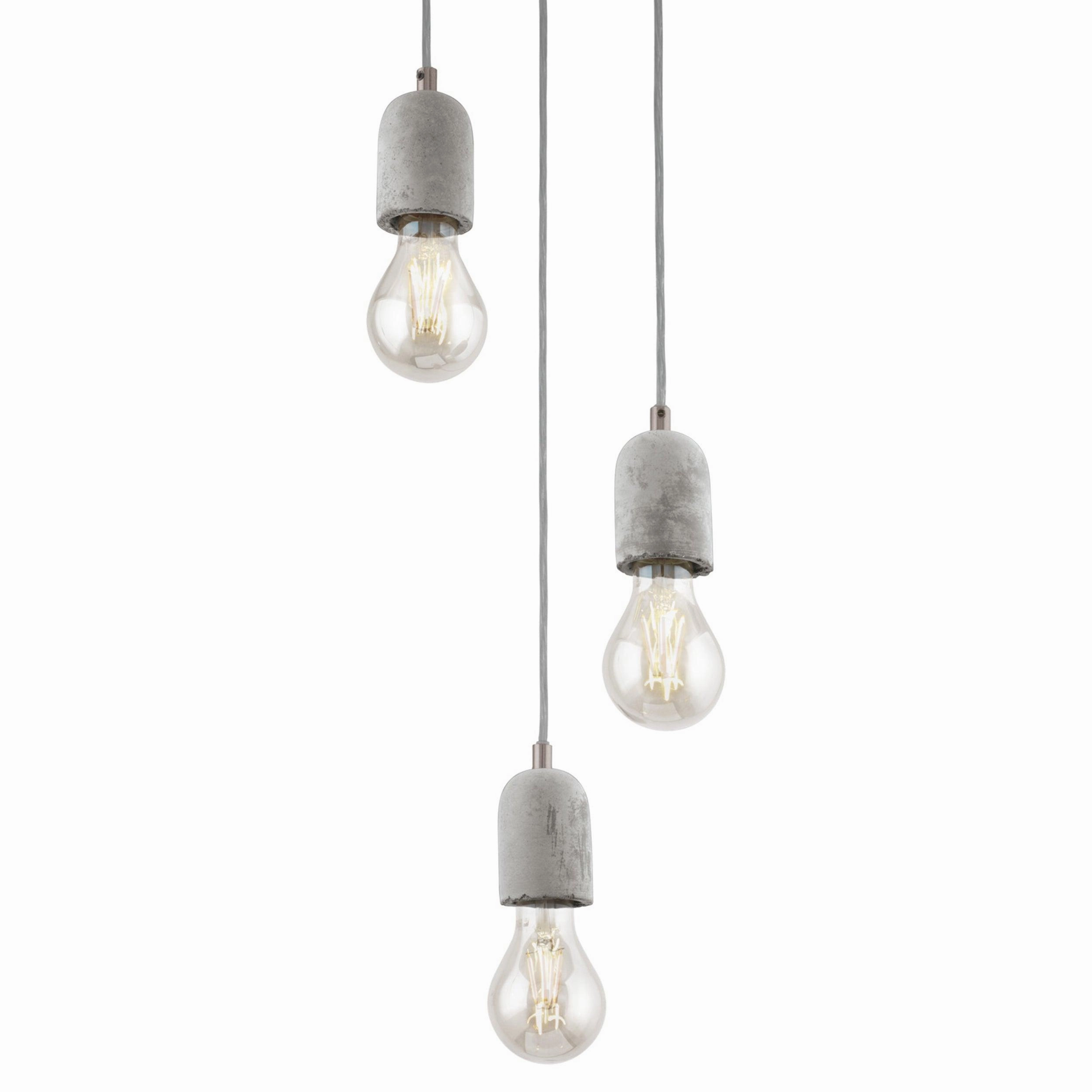 Eglo Silvares 3 Light Concrete Holder & Clear Cable Ceiling Pendant sleek LED ceiling lamp