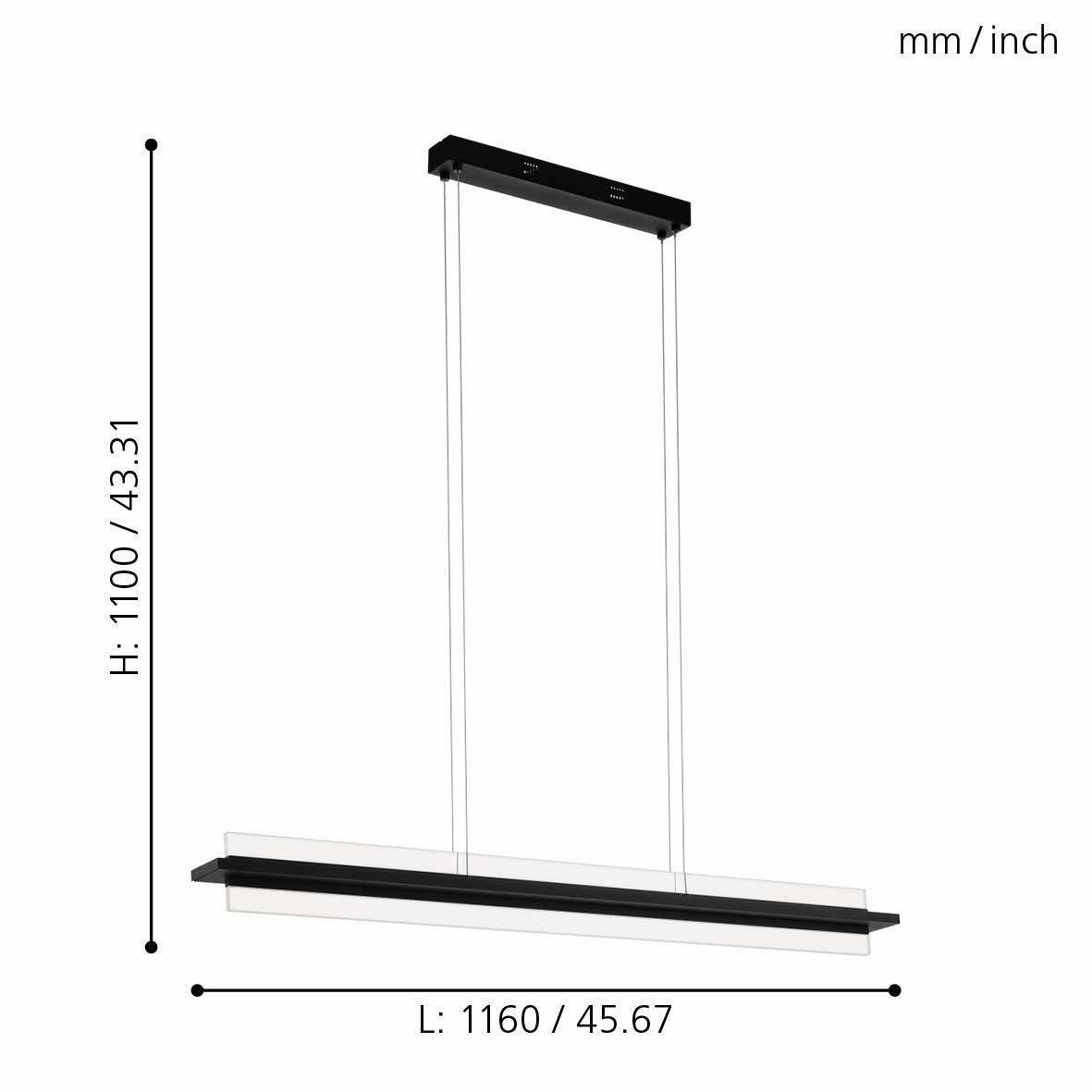 Eglo Spadafora LED Black Rectangular Ceiling Pendant