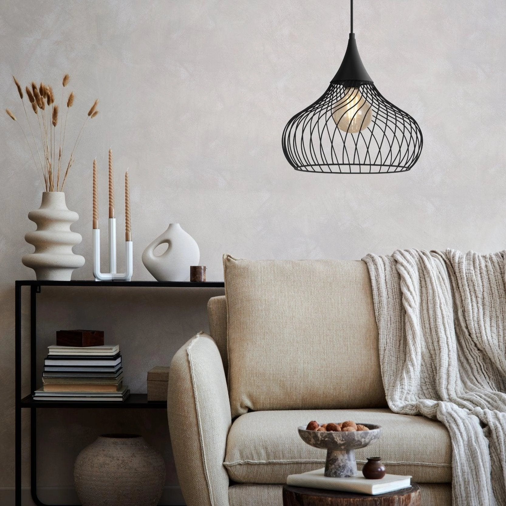 Eglo Staverton Black Wire Lampshade Ceiling Pendant