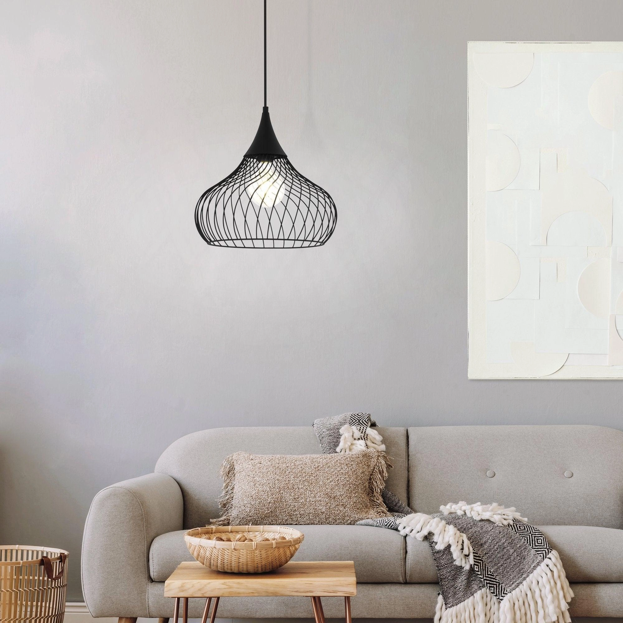 Eglo Staverton Black Wire Lampshade Ceiling Pendant
