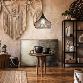 Eglo Staverton Black Wire Lampshade Ceiling Pendant flush mount ceiling fixture