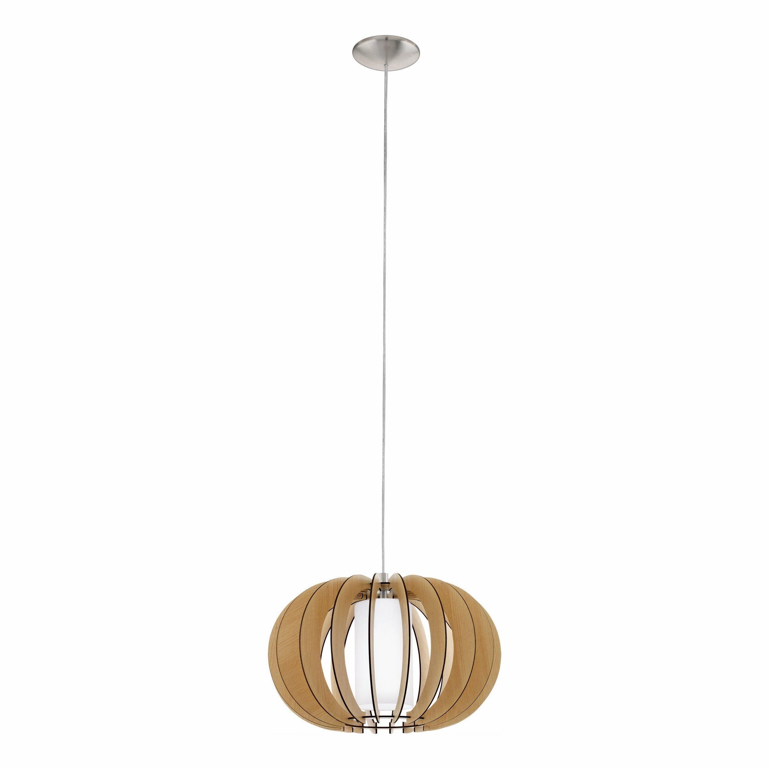 Eglo Stellato 1 Round Light Wood & Glass Cylinder Pendant