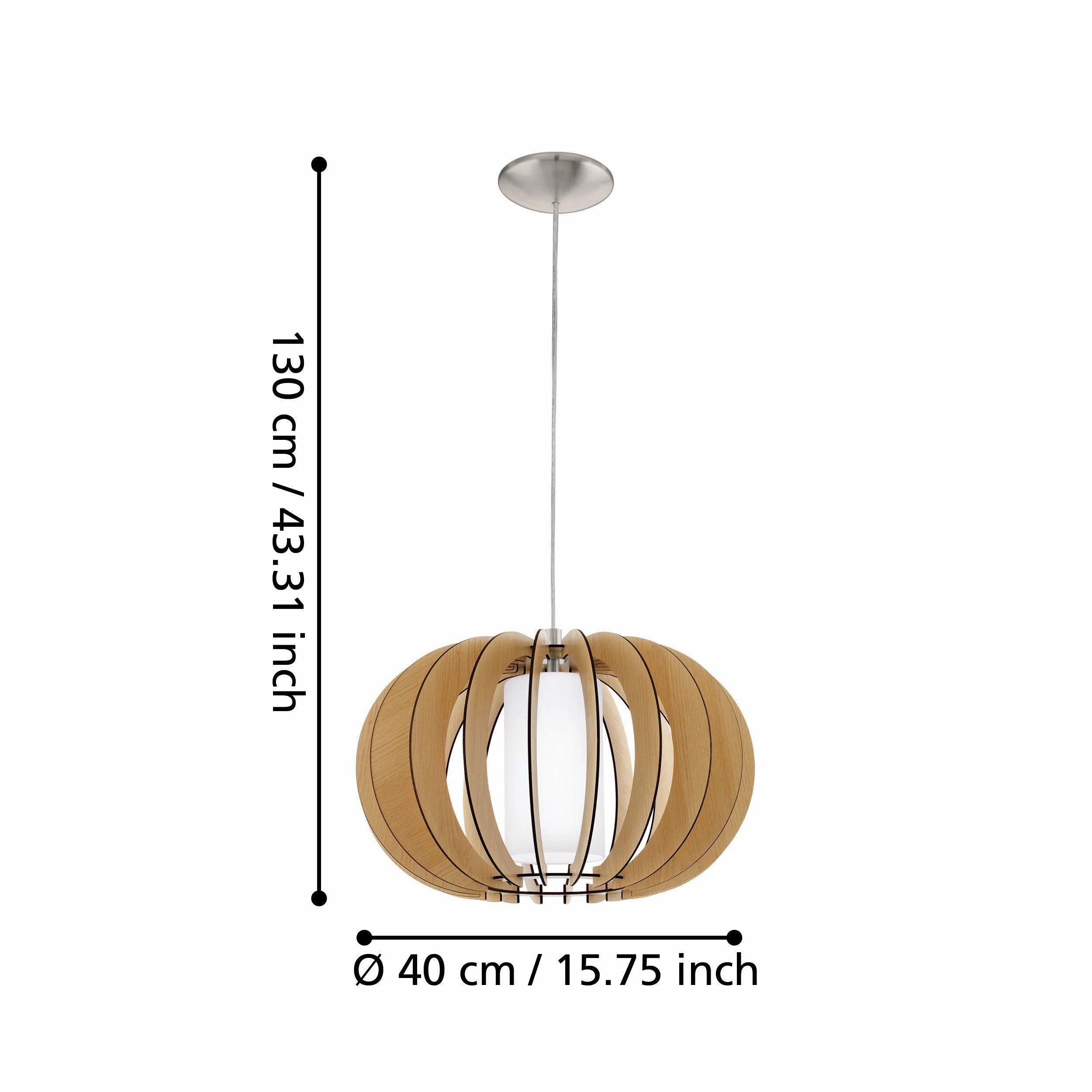 Eglo Stellato 1 Round Light Wood & Glass Cylinder Pendant