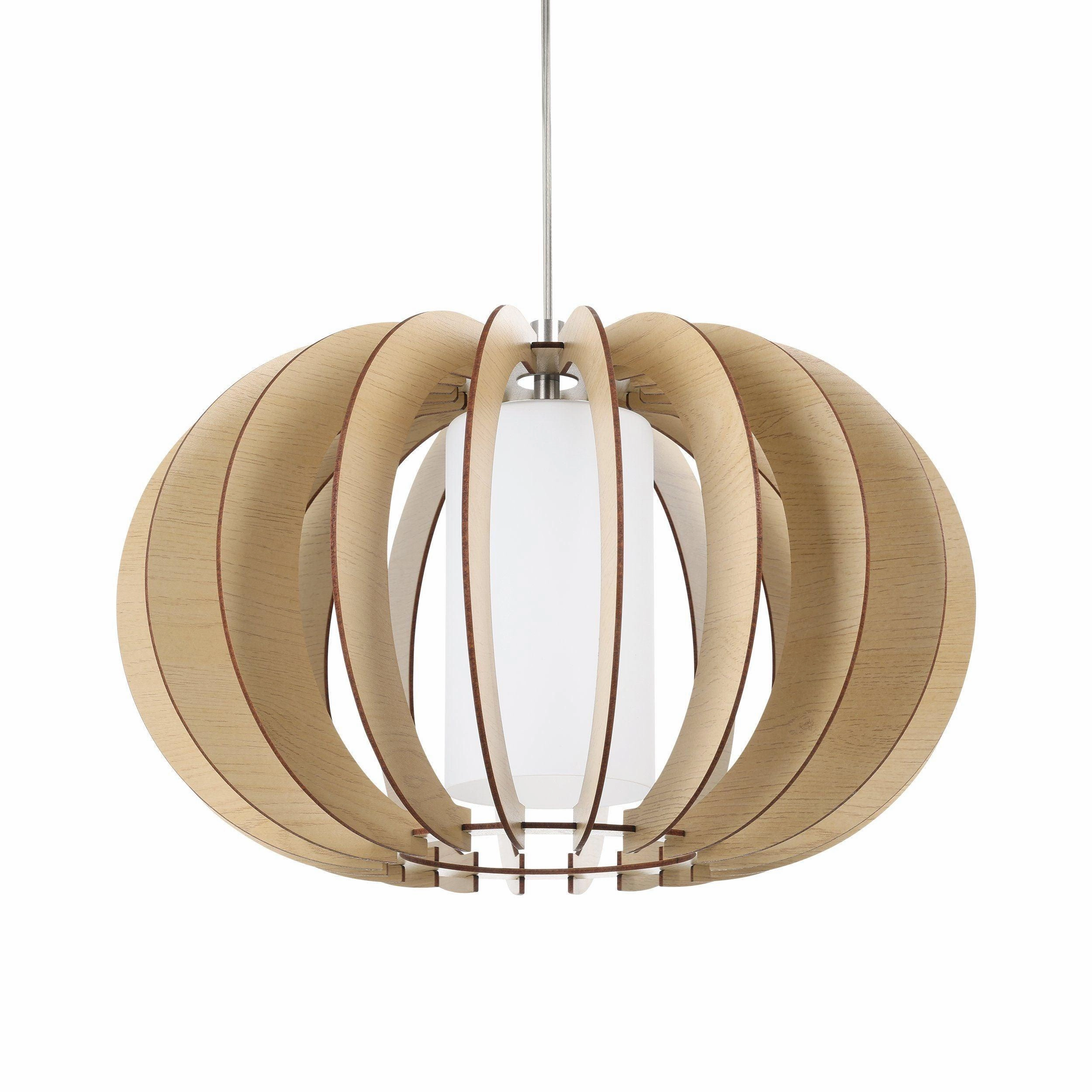 Eglo Stellato 1 Round Light Wood & Glass Cylinder Pendant