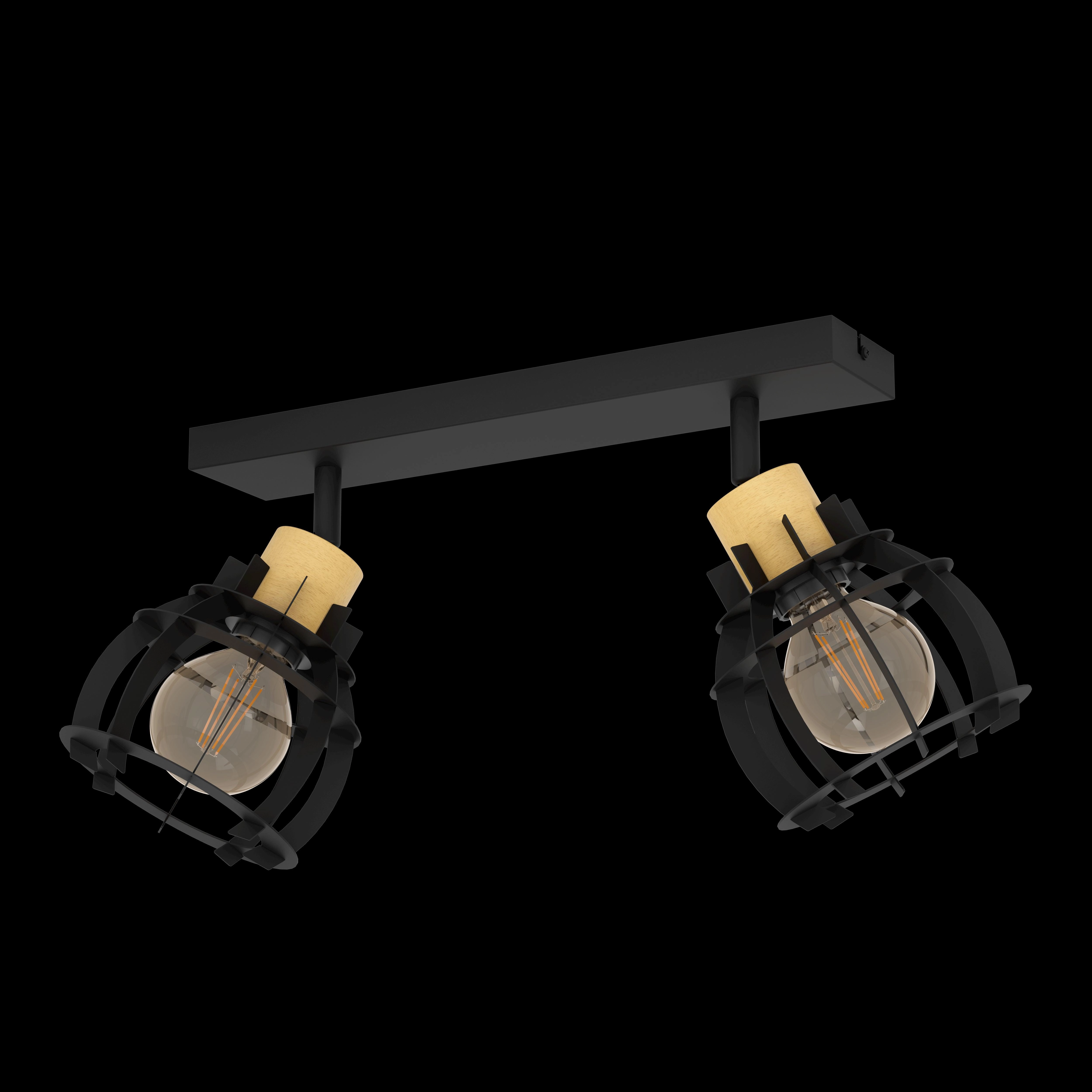 Eglo Stillington 1 Wood & Black 2 Light Bar Spotlight