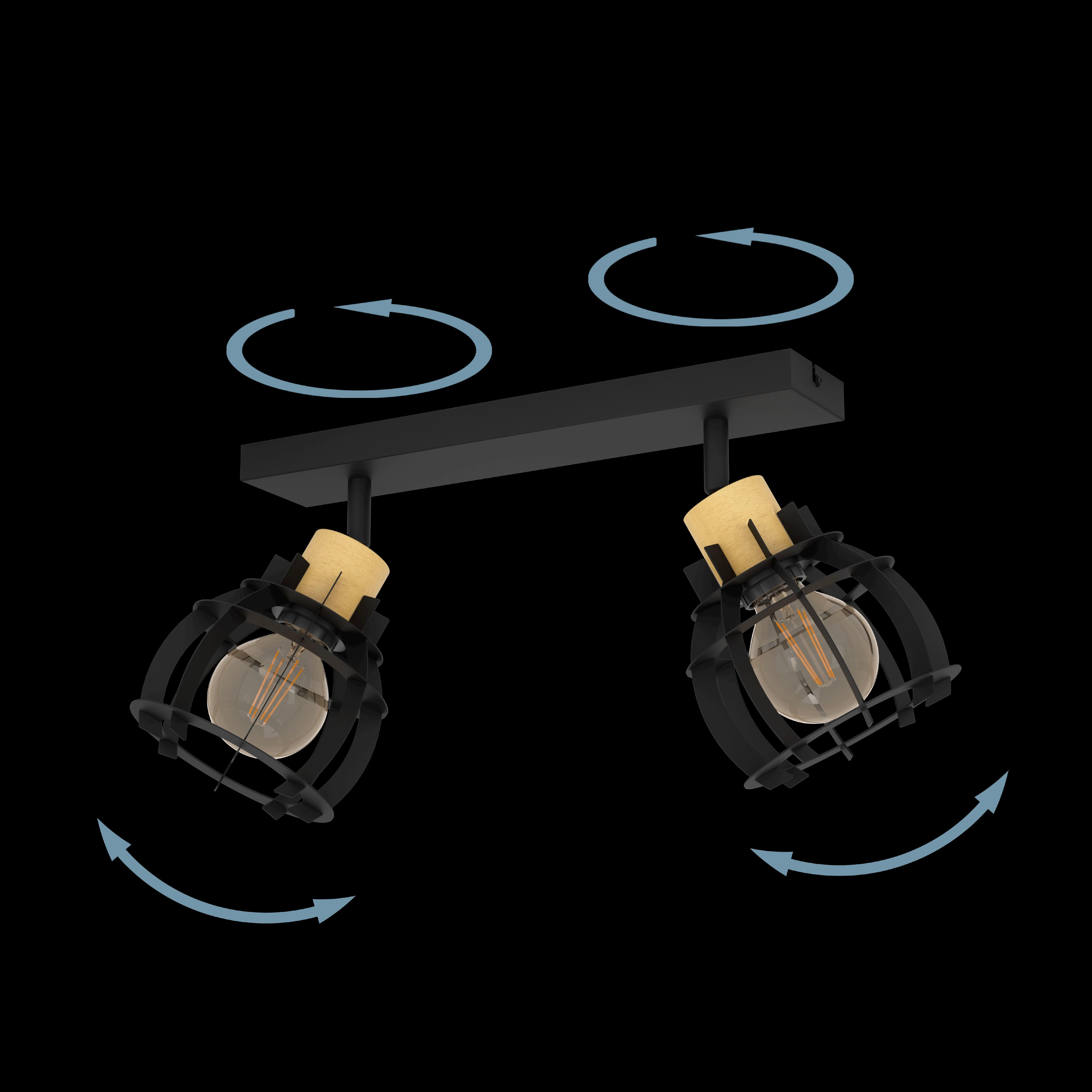 Eglo Stillington 1 Wood & Black 2 Light Bar Spotlight