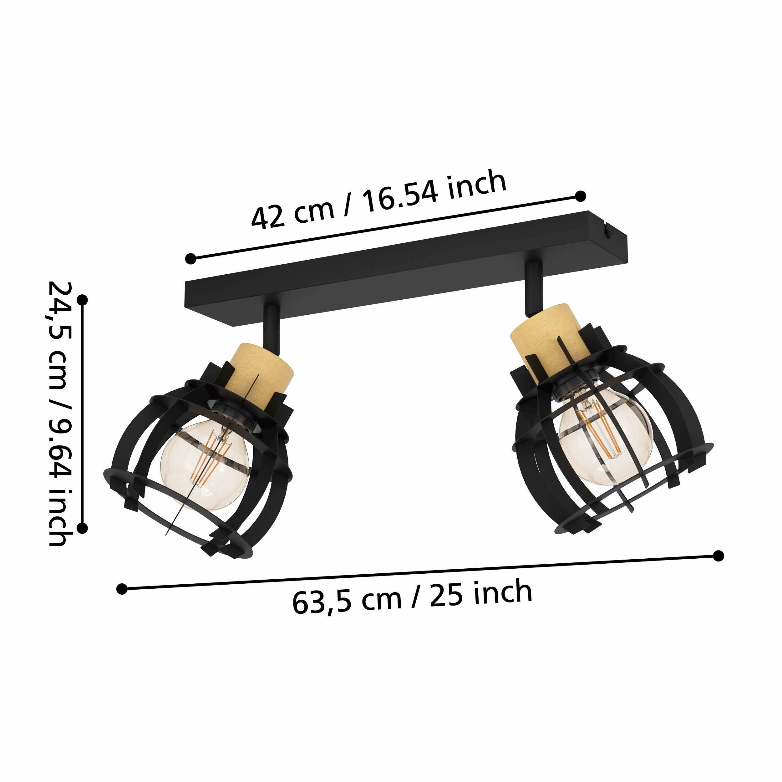 Eglo Stillington 1 Wood & Black 2 Light Bar Spotlight