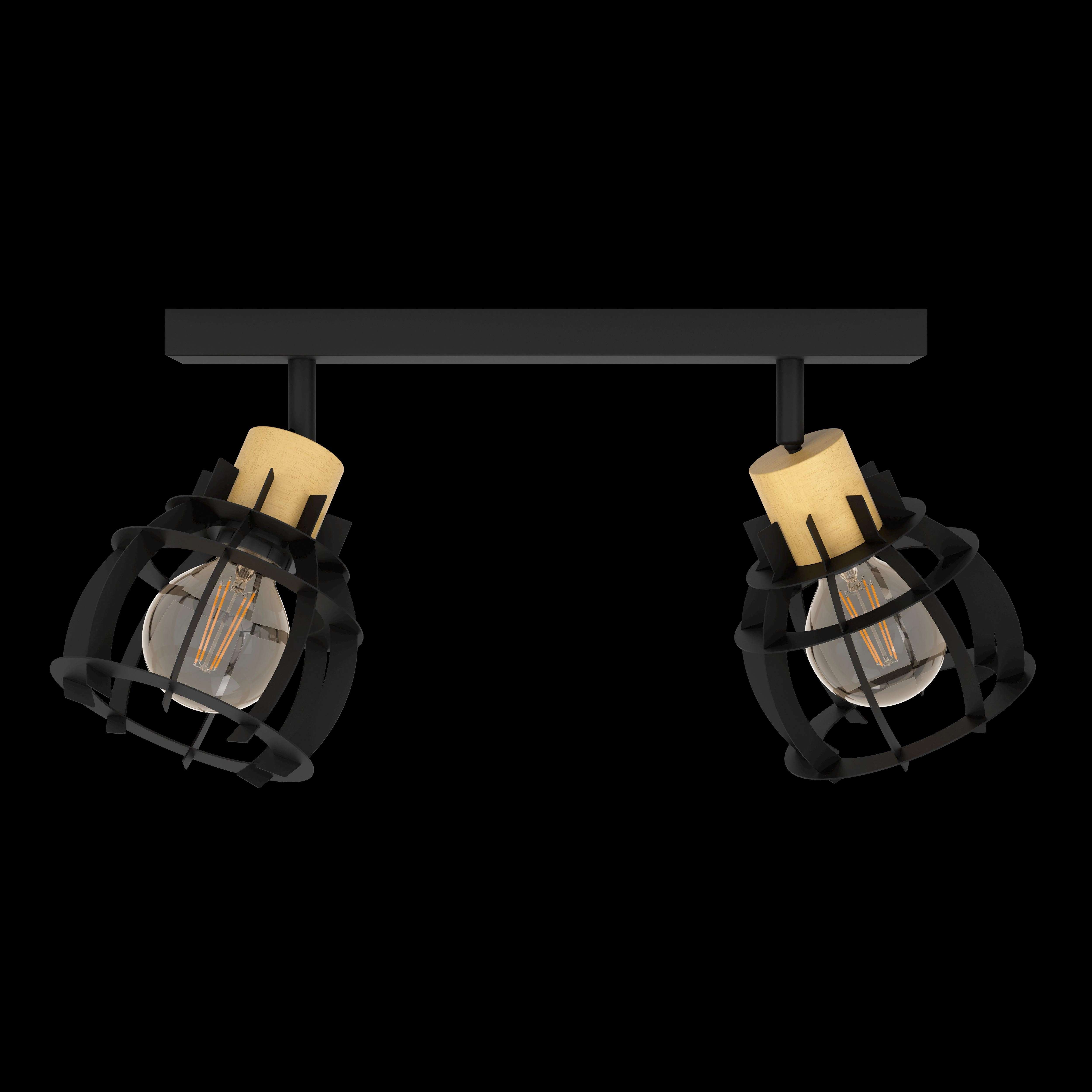 Eglo Stillington 1 Wood & Black 2 Light Bar Spotlight