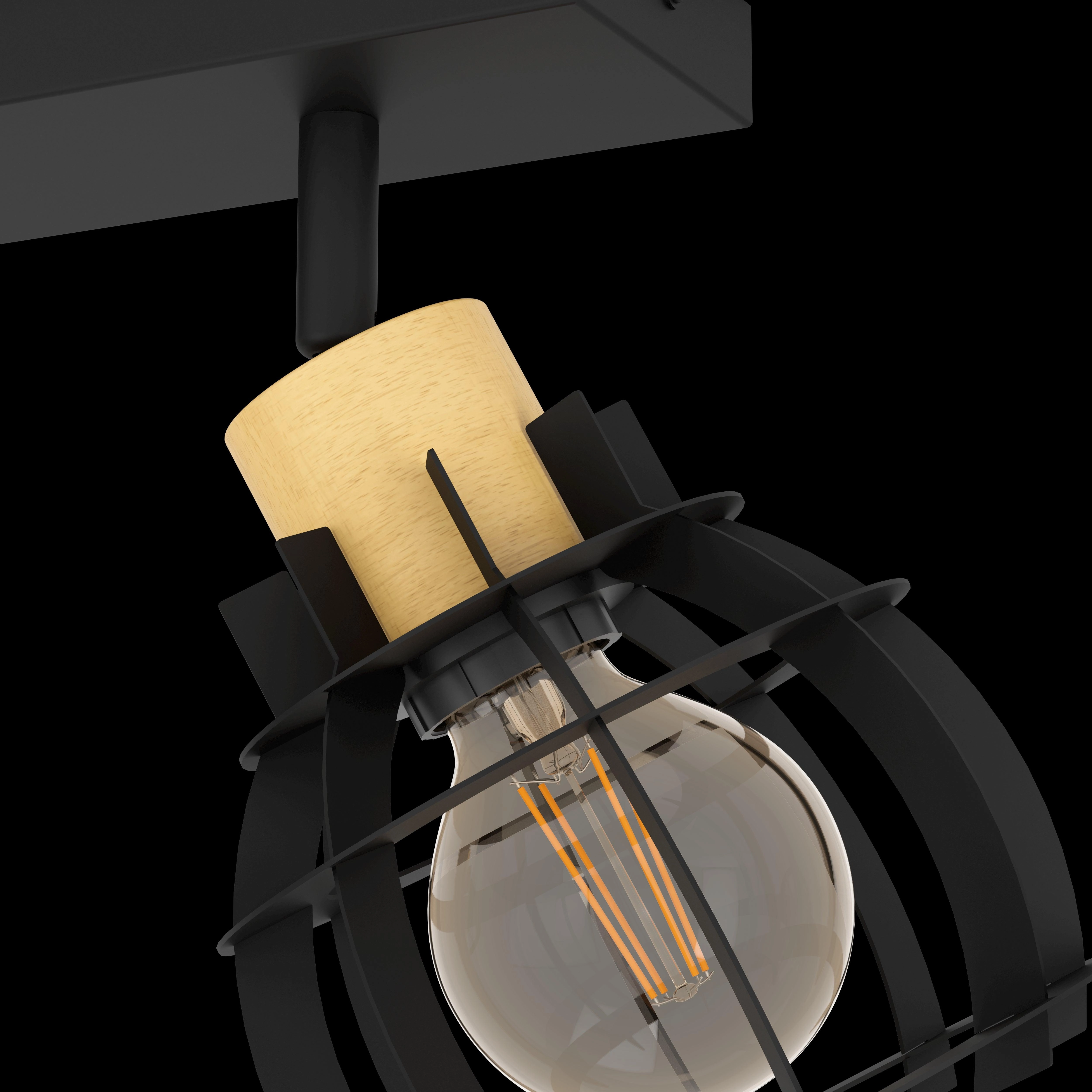Eglo Stillington 1 Wood & Black 2 Light Bar Spotlight
