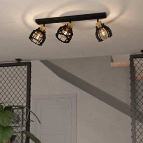 Eglo Stillington 1 Wood & Black 3 Light Bar Spotlight tall arc lamp for living room