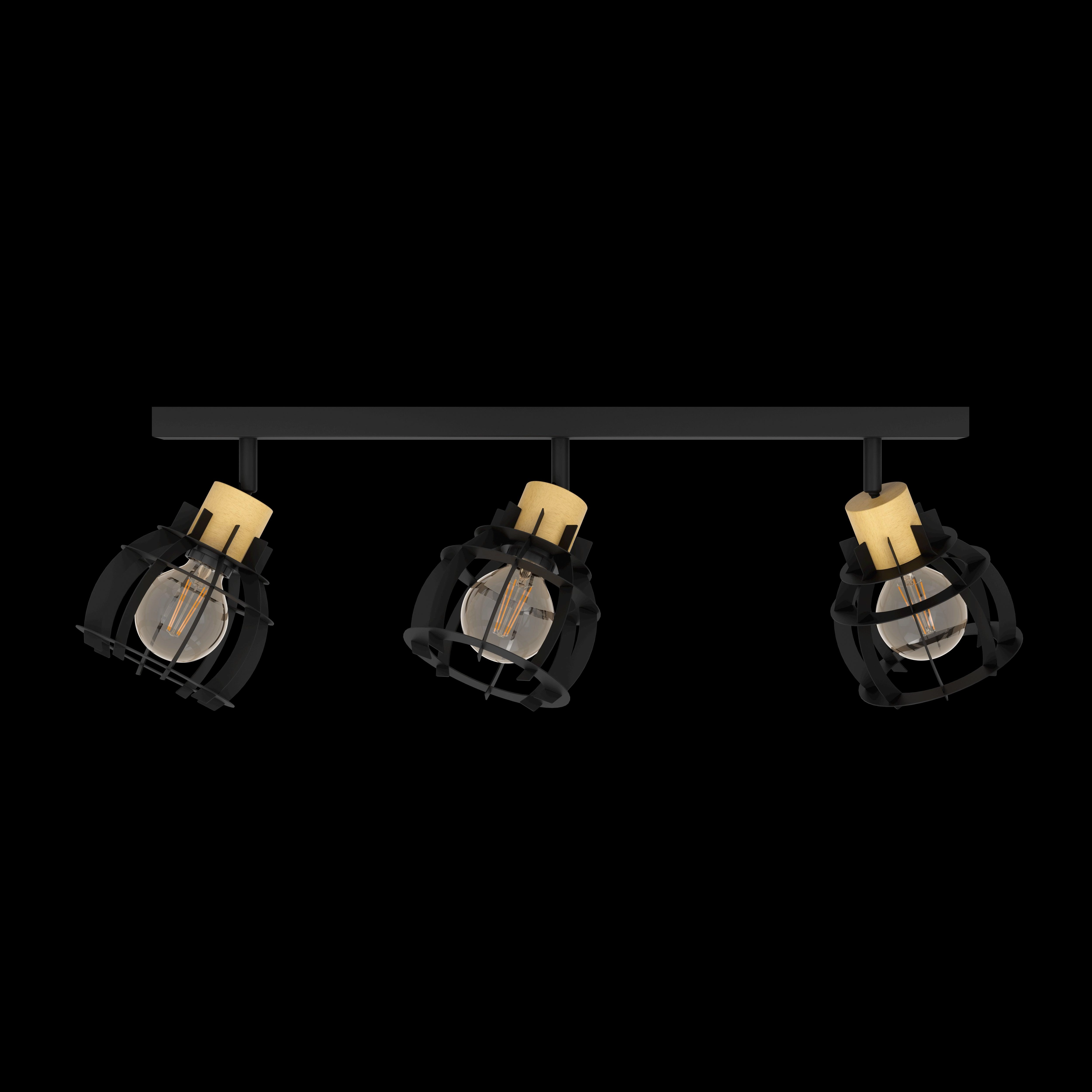 Eglo Stillington 1 Wood & Black 3 Light Bar Spotlight