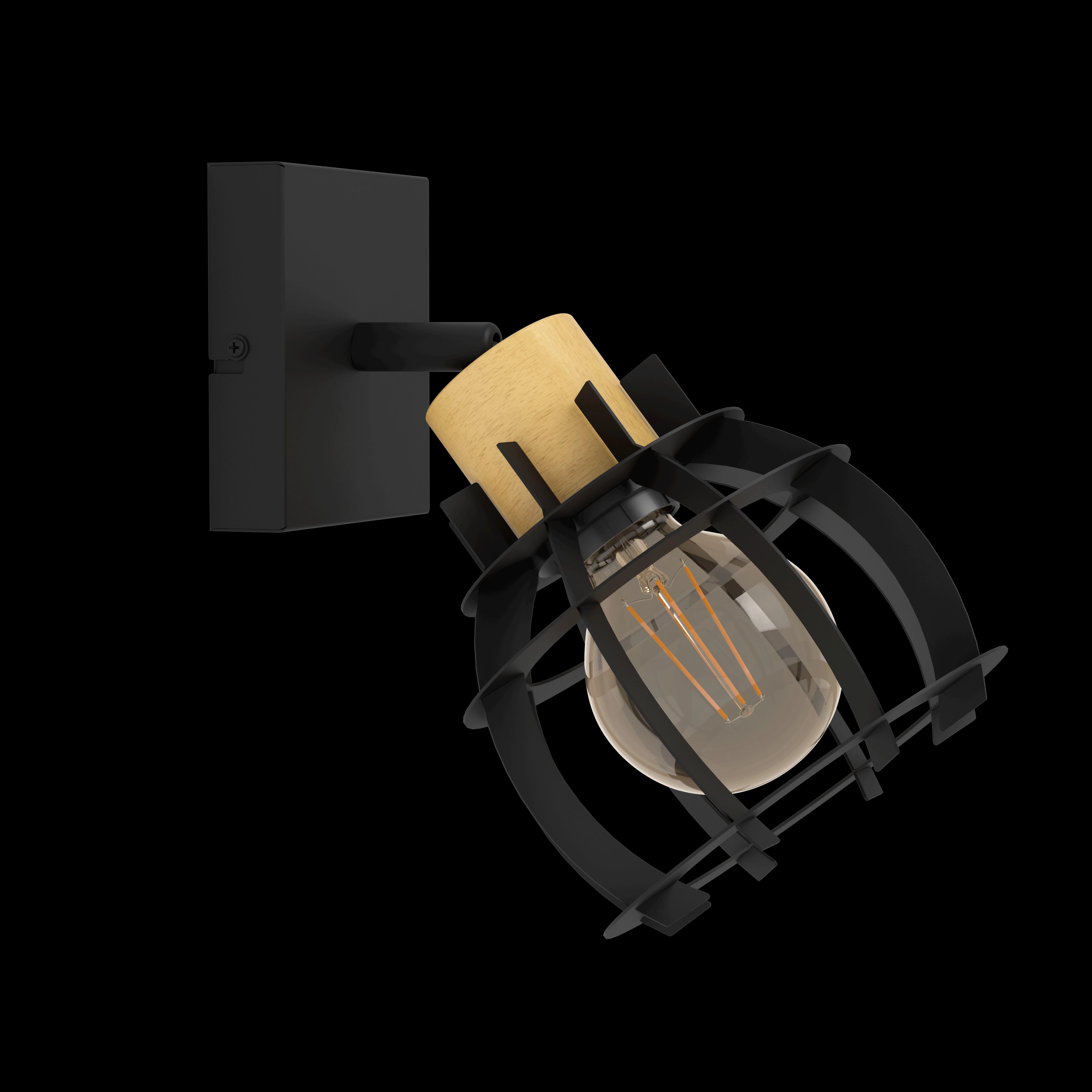 Eglo Stillington 1 Wood & Black Wall Spotlight