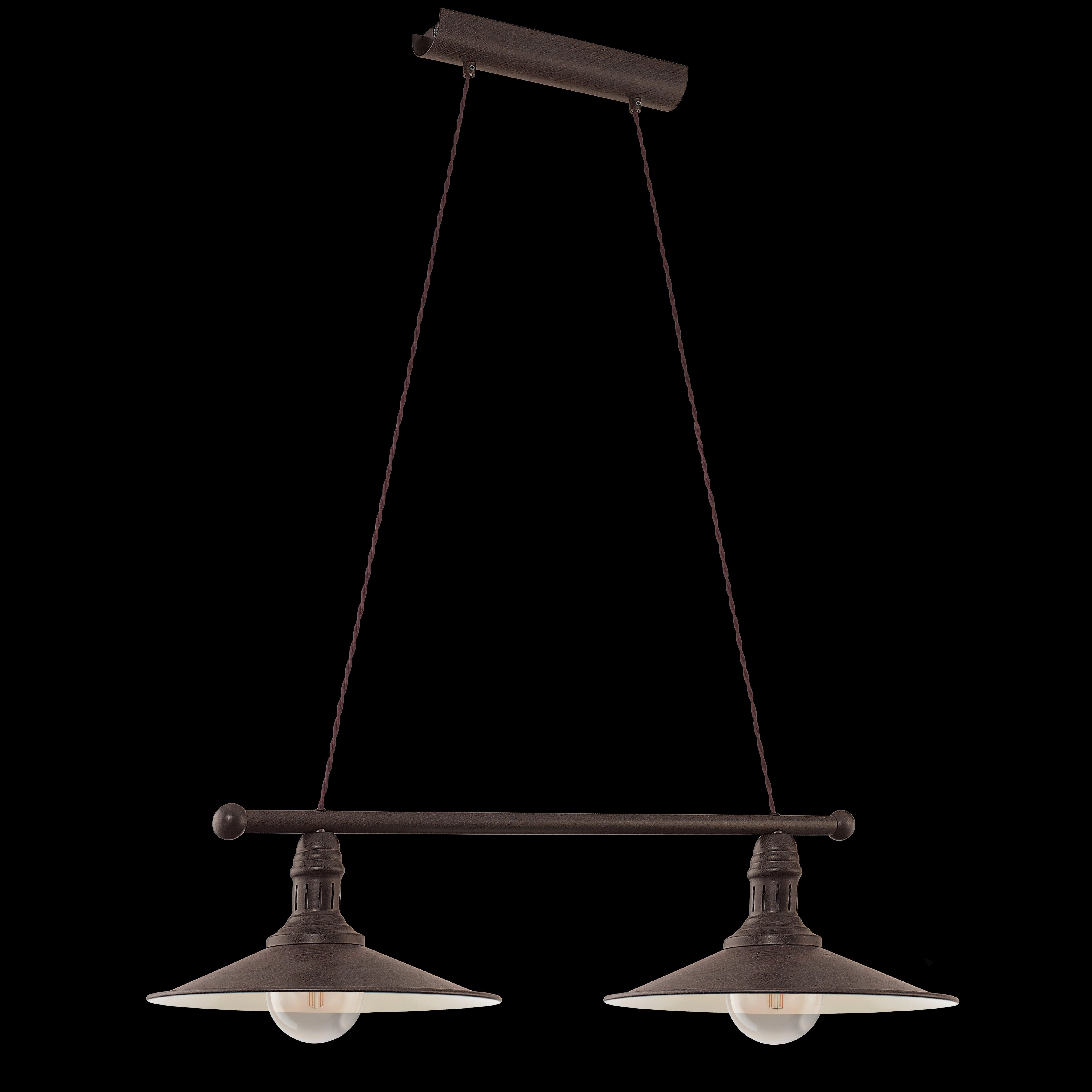Eglo Stockbury 2 Light Conical Brown Metal Ceiling Pendant