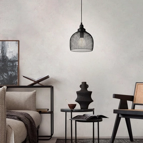 Eglo Straiton Black Metal Mesh Ceiling Pendant sleek LED ceiling lamp