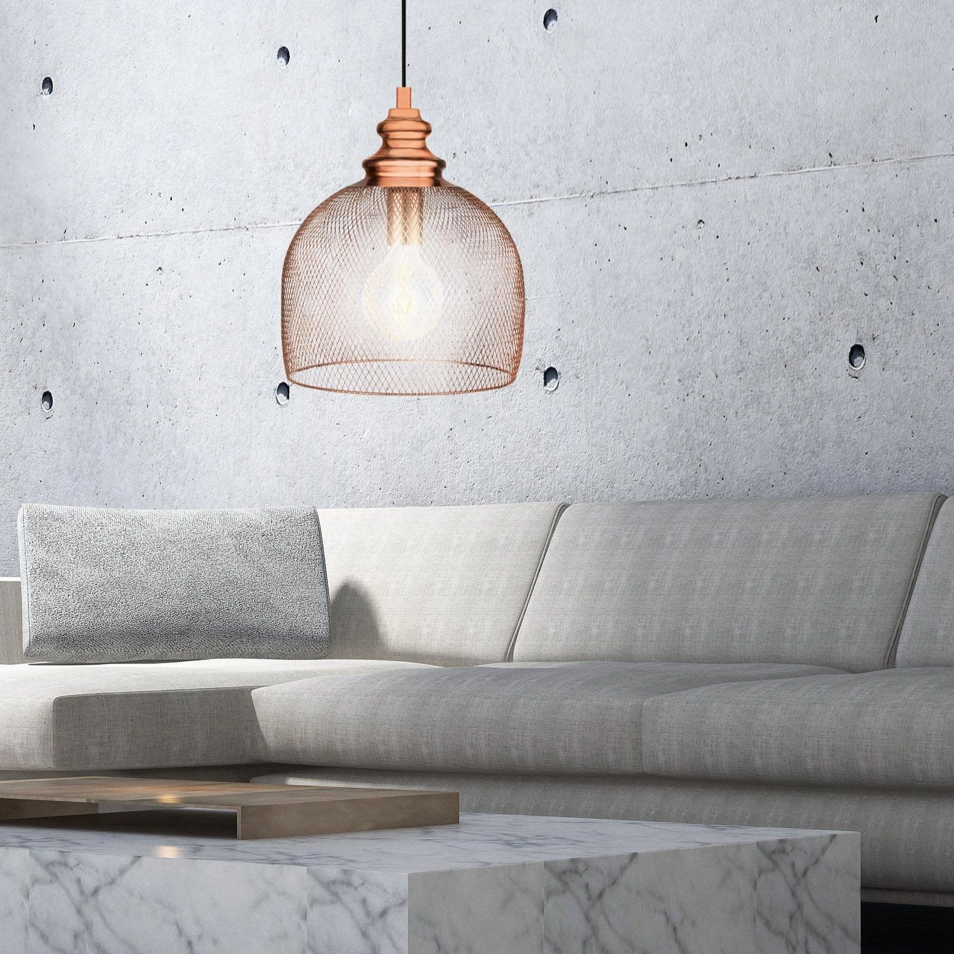 Eglo Straiton Copper Metal Mesh Ceiling Pendant sleek LED ceiling lamp