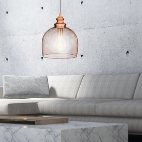 Eglo Straiton Copper Metal Mesh Ceiling Pendant sleek LED ceiling lamp