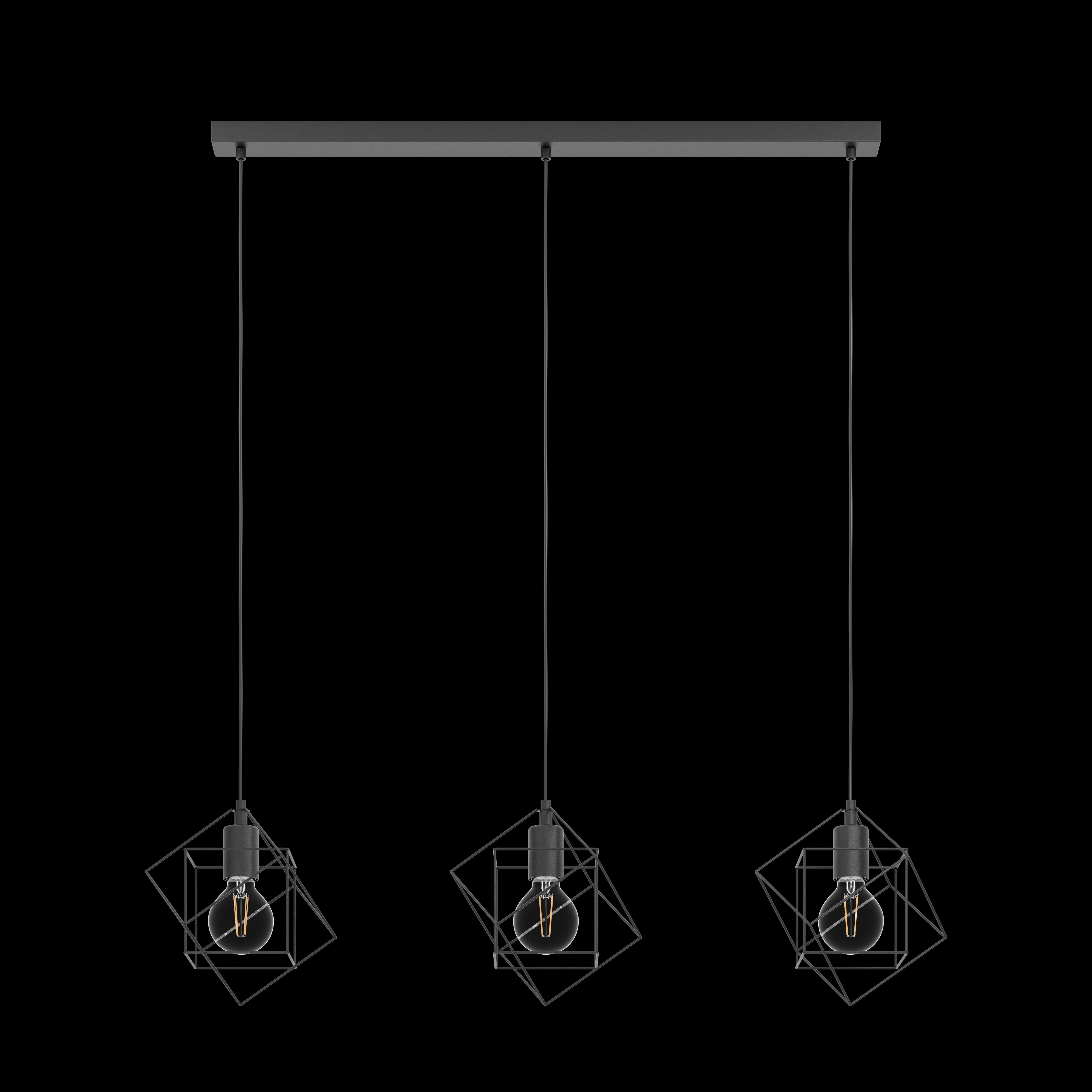 Eglo Straiton Three Square Black Wire Framed 3 Light #Pendant