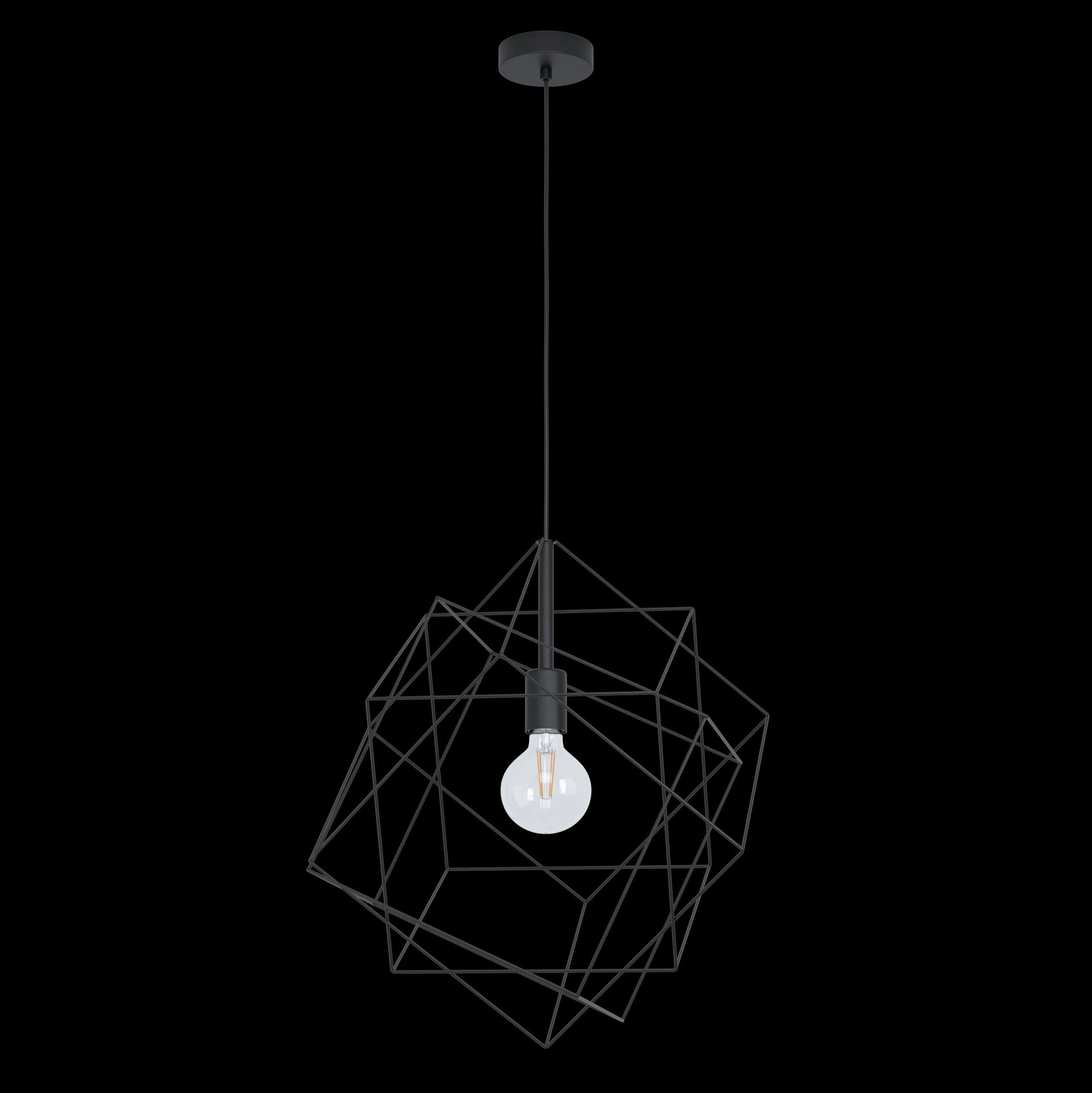 Eglo Straiton Three Square Black Wire Framed Ceiling Pendant