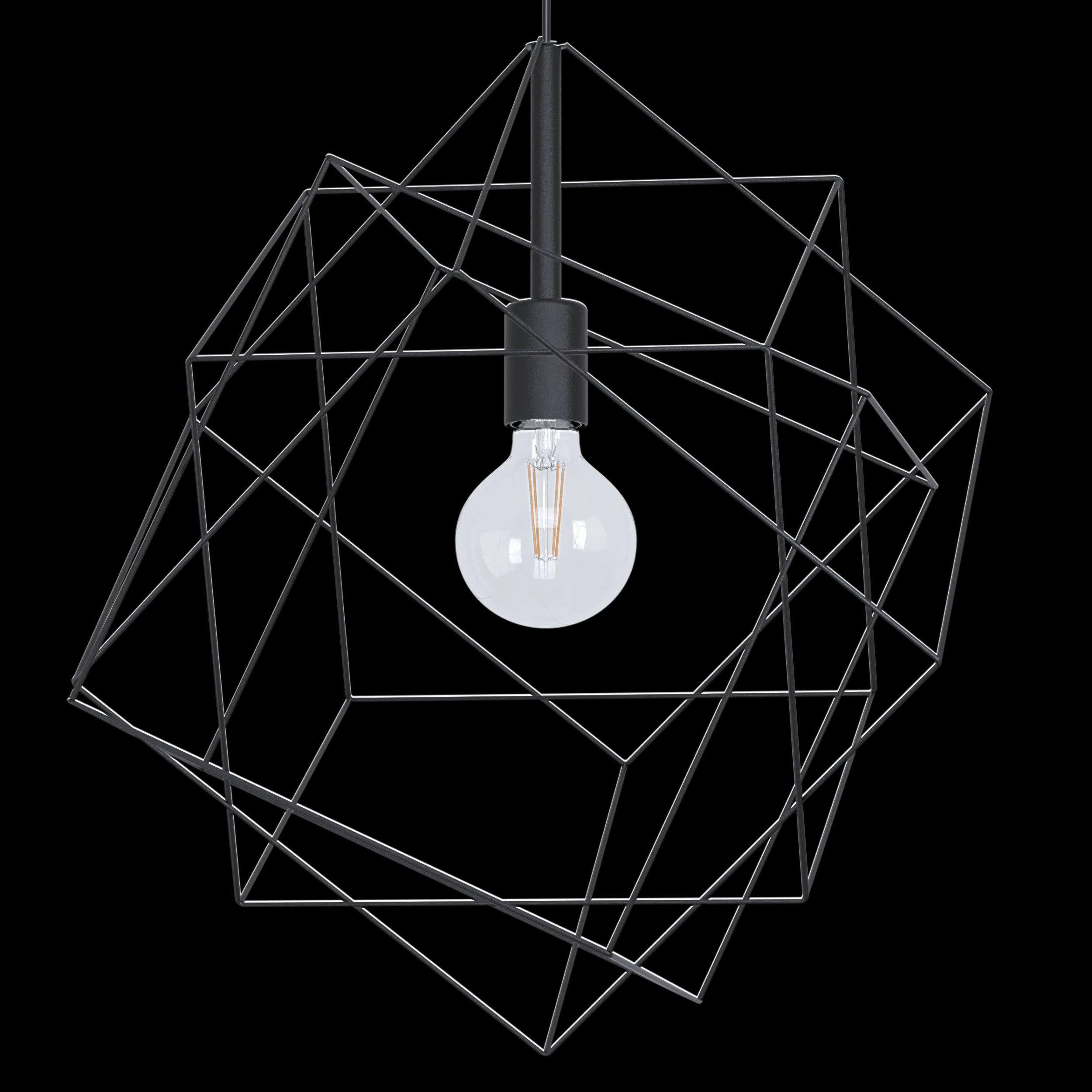 Eglo Straiton Three Square Black Wire Framed Ceiling Pendant