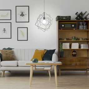 Eglo Straiton Three Square Black Wire Framed Ceiling Pendant flush mount ceiling fixture