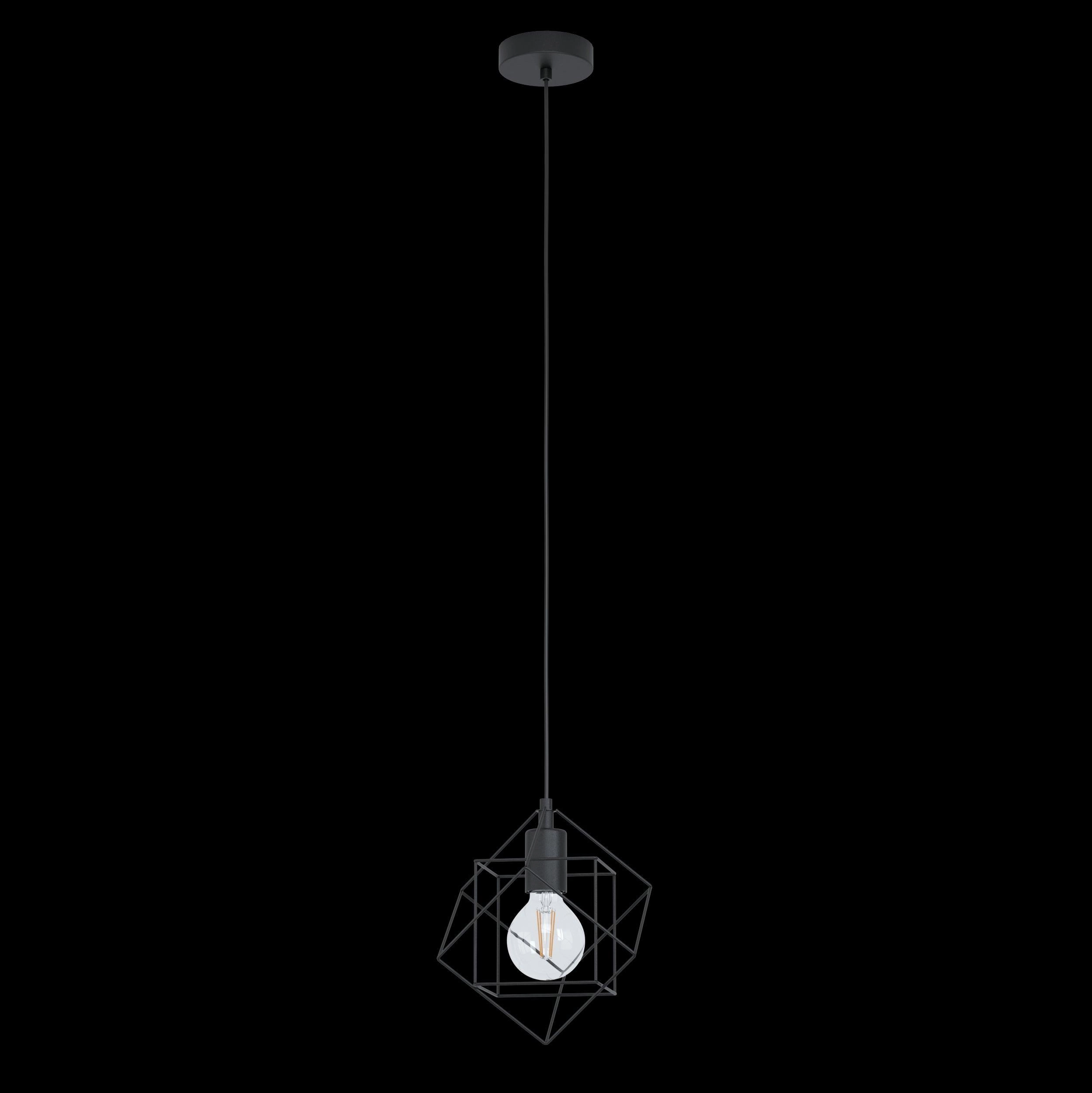 Eglo Straiton Two Square Black Wire Framed Ceiling Pendant