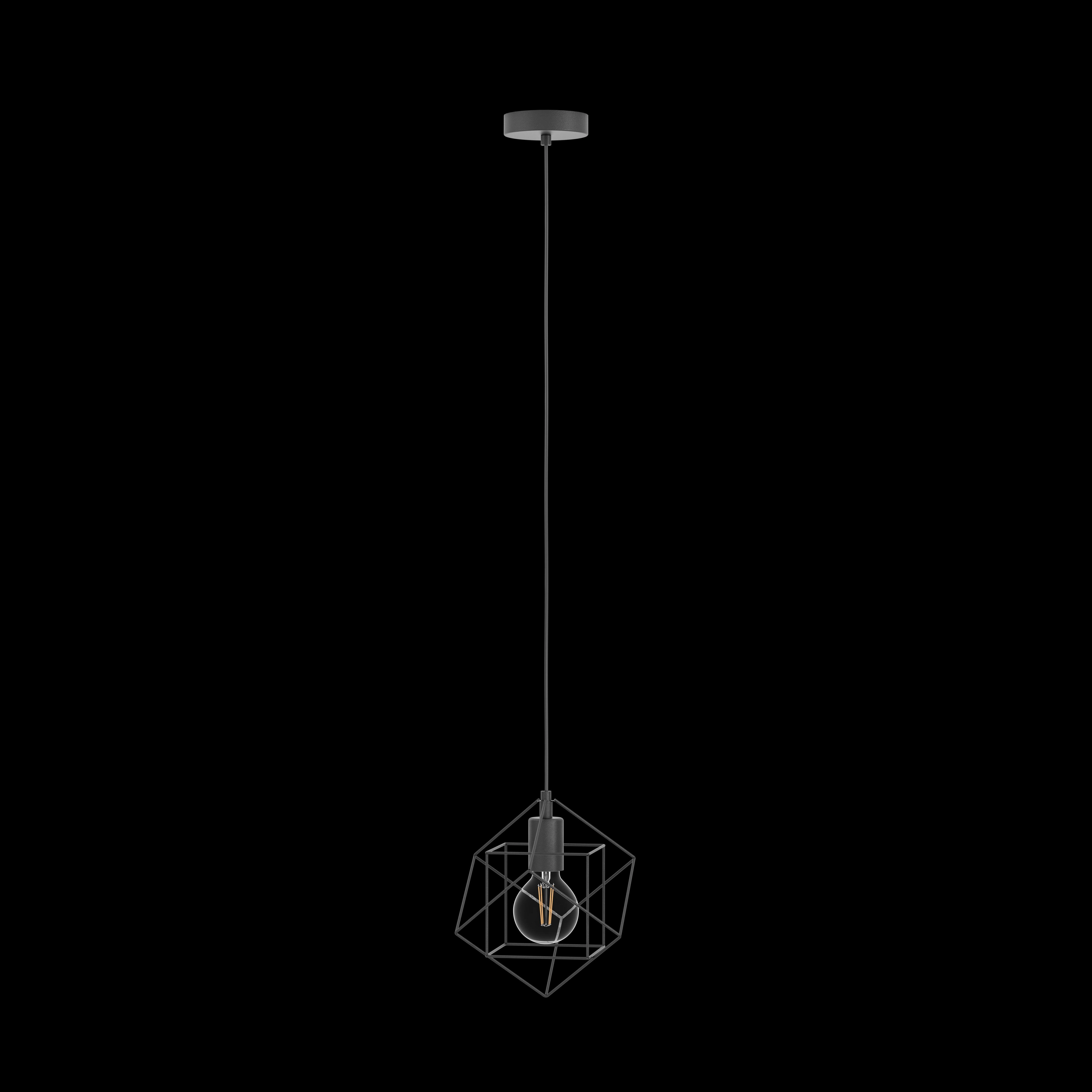 Eglo Straiton Two Square Black Wire Framed Ceiling Pendant