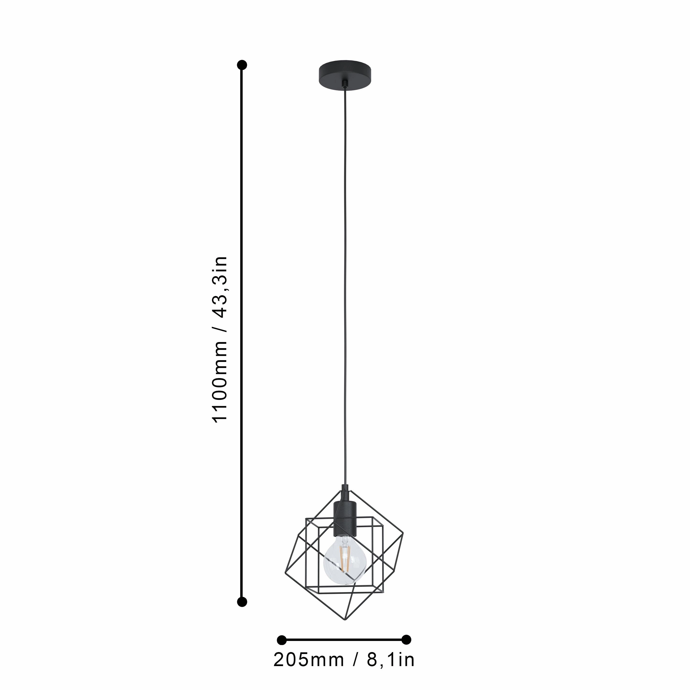 Eglo Straiton Two Square Black Wire Framed Ceiling Pendant