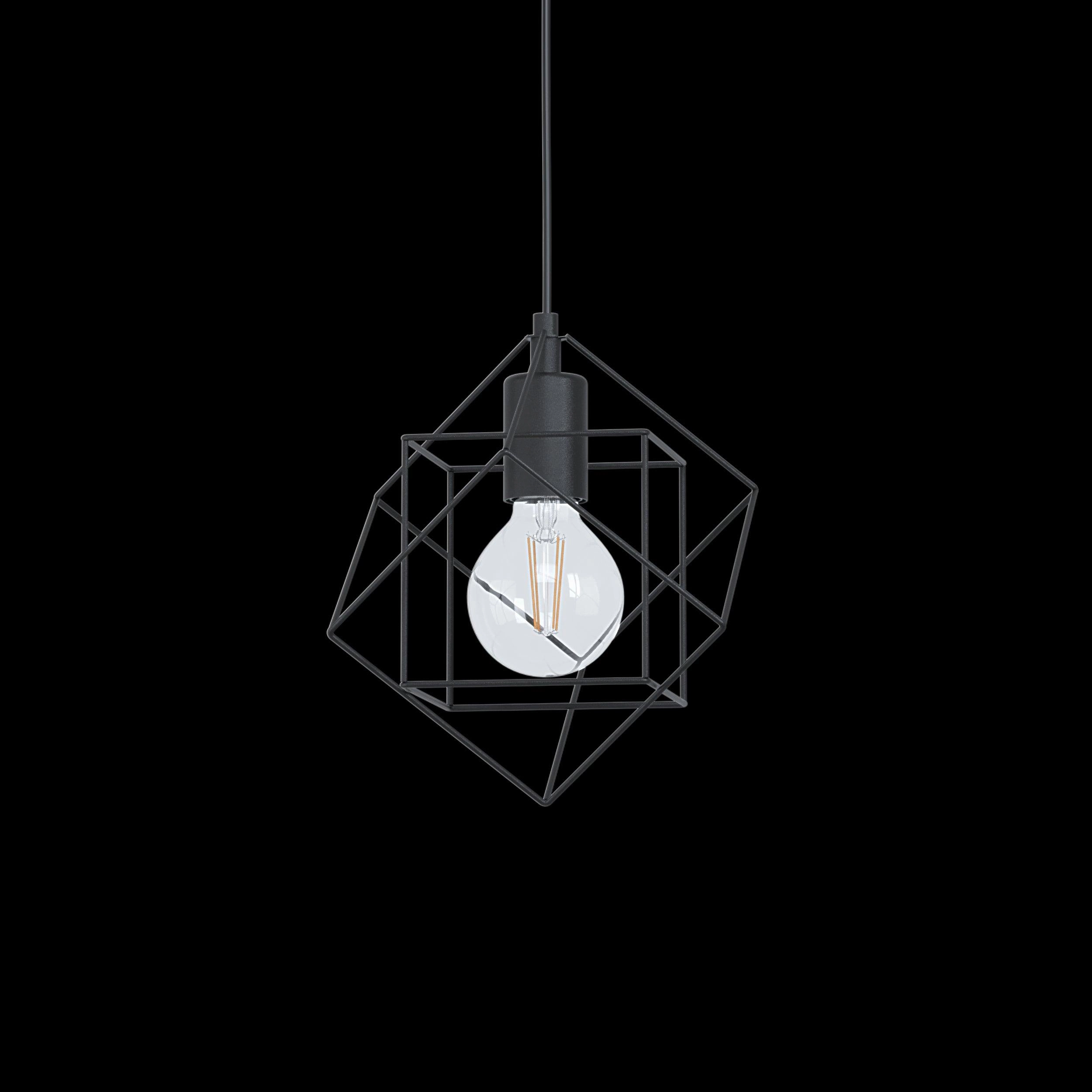 Eglo Straiton Two Square Black Wire Framed Ceiling Pendant