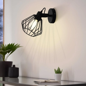 Eglo Tabillano Black Wire Wall Spotlight tall arc lamp for living room