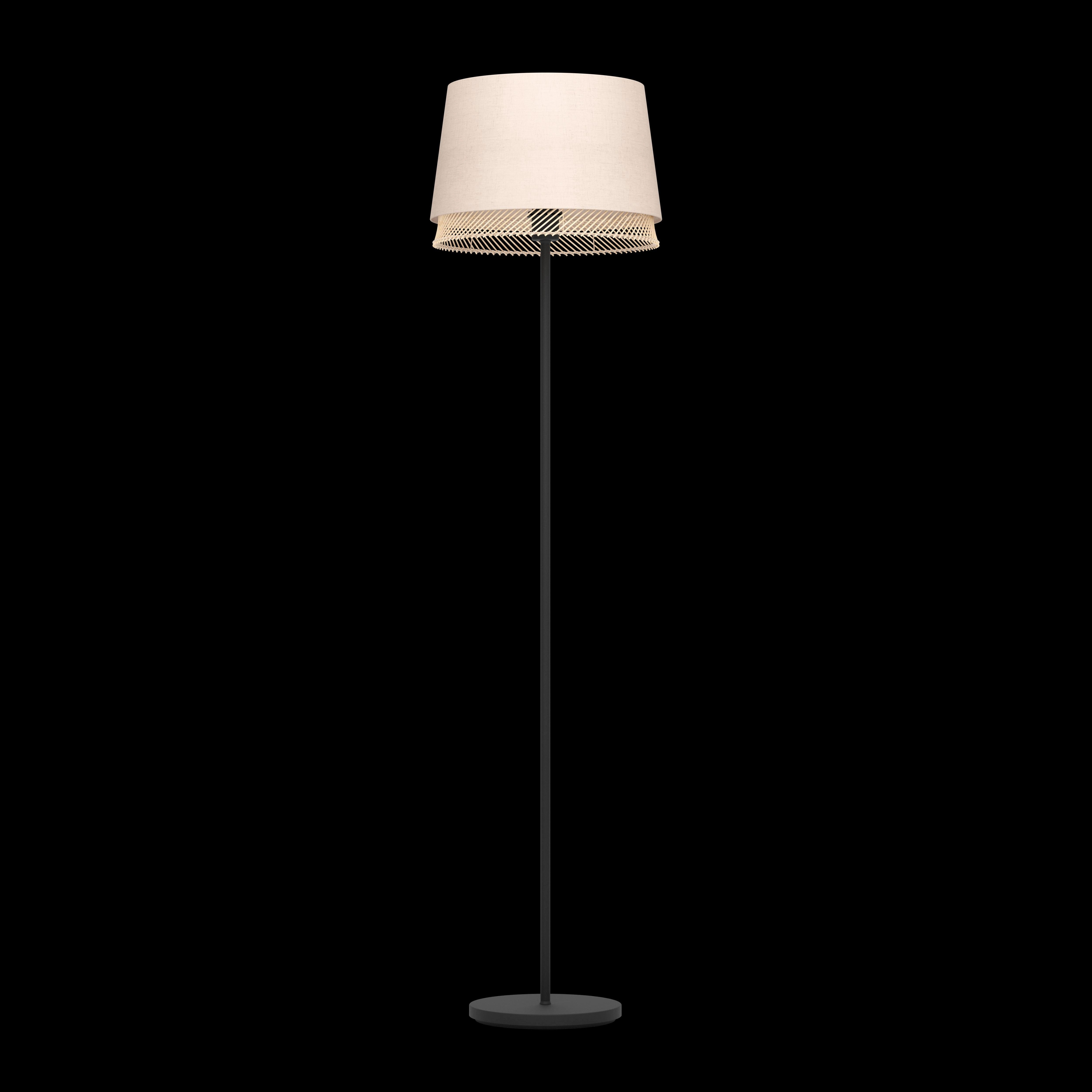 Eglo Tabley Black Floor Lamp With Linen & Bamboo Shade