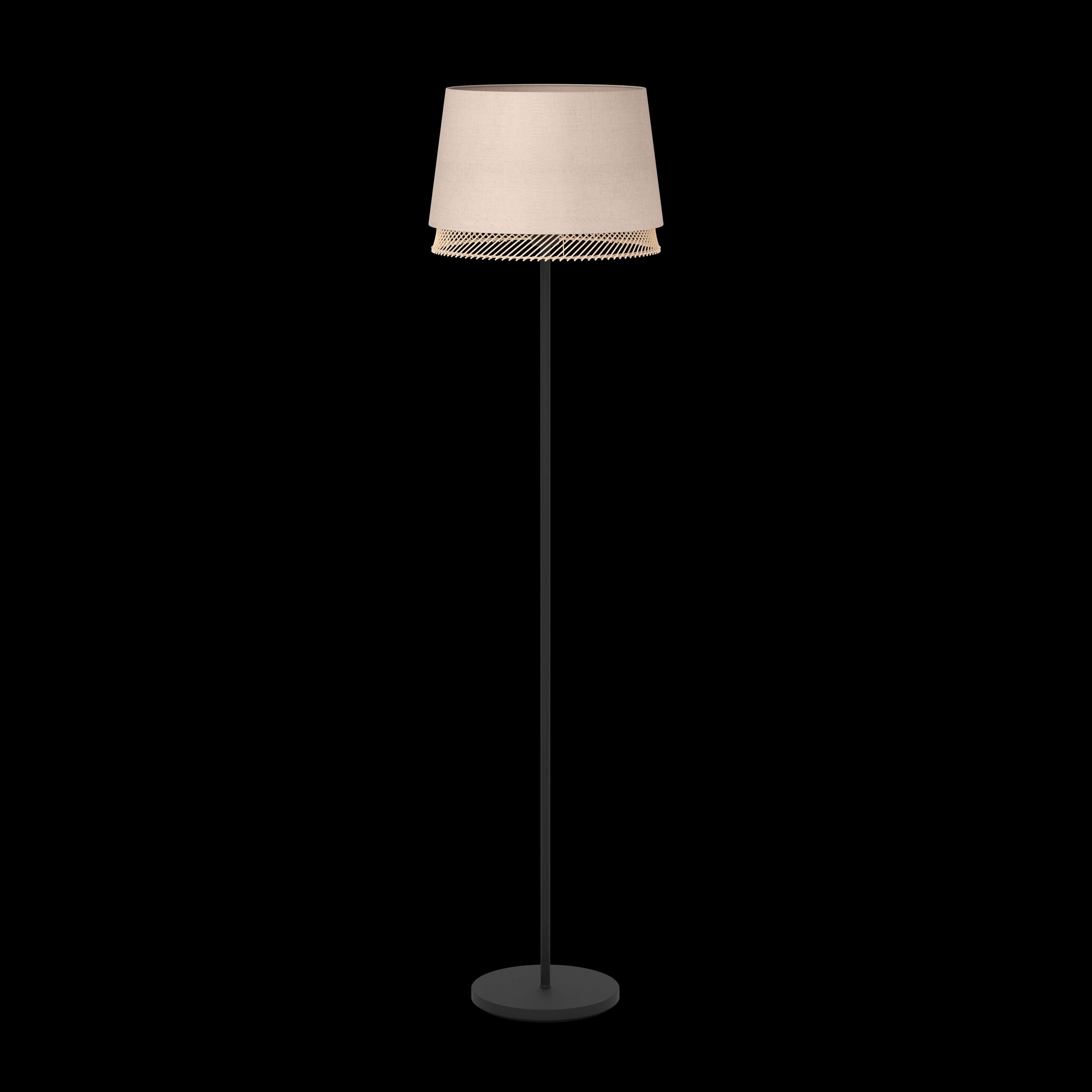 Eglo Tabley Black Floor Lamp With Linen & Bamboo Shade