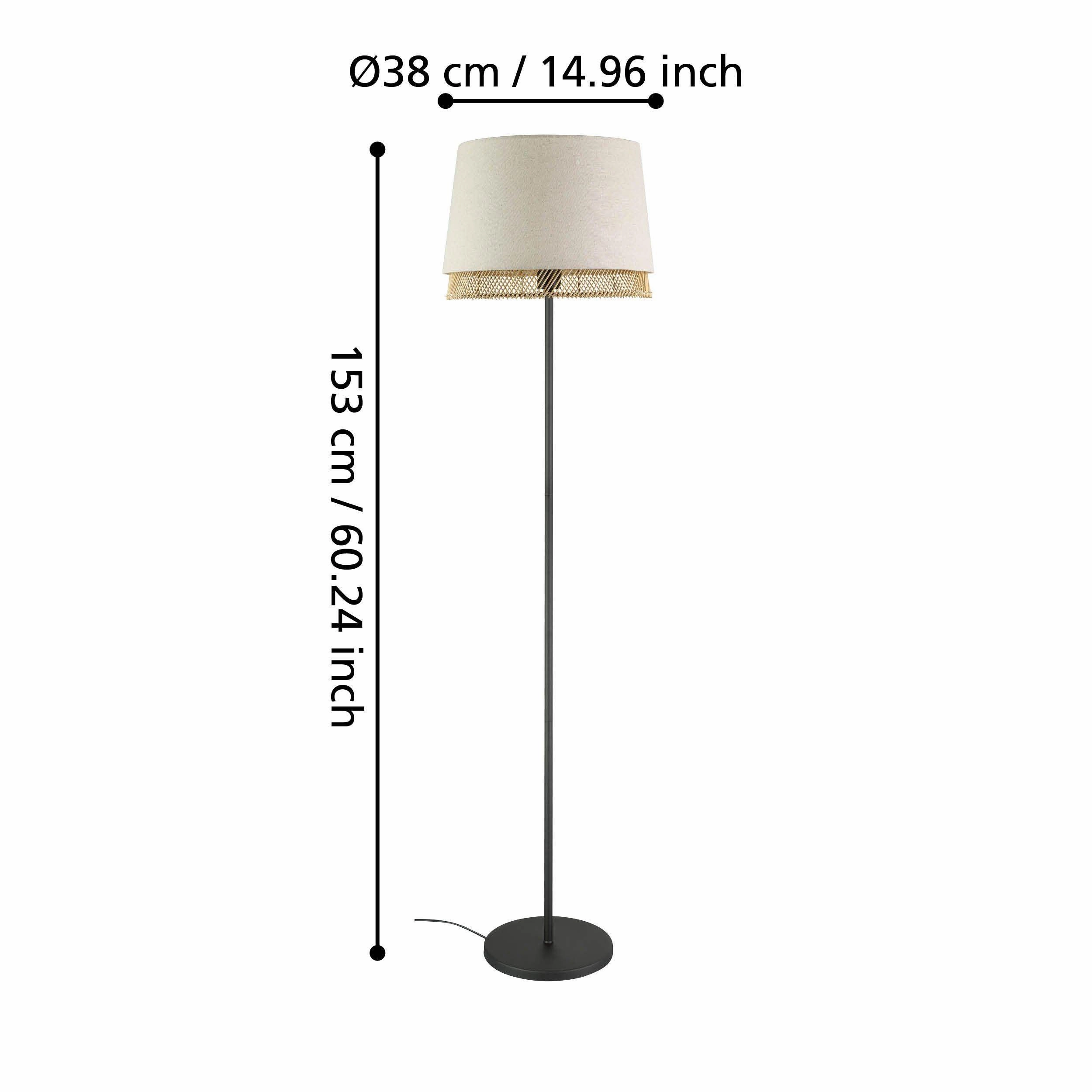 Eglo Tabley Black Floor Lamp With Linen & Bamboo Shade